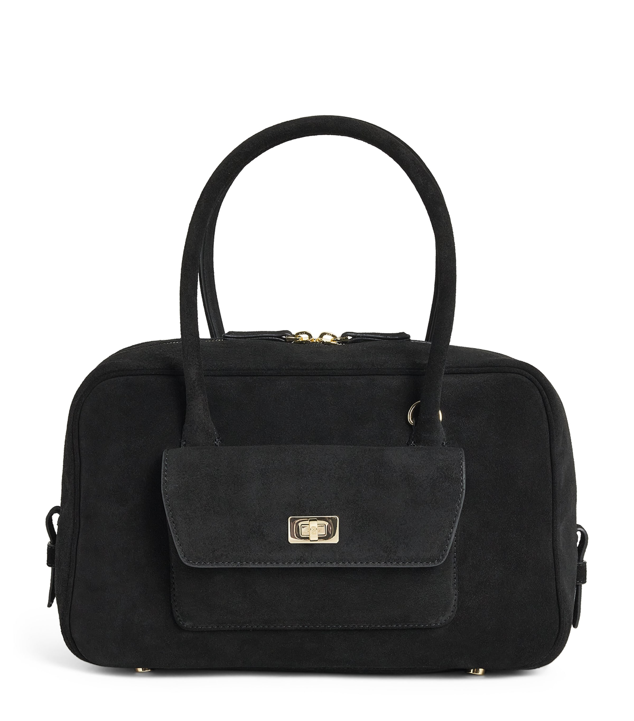 Sandro Paris Suede Top-Handle Bag Black