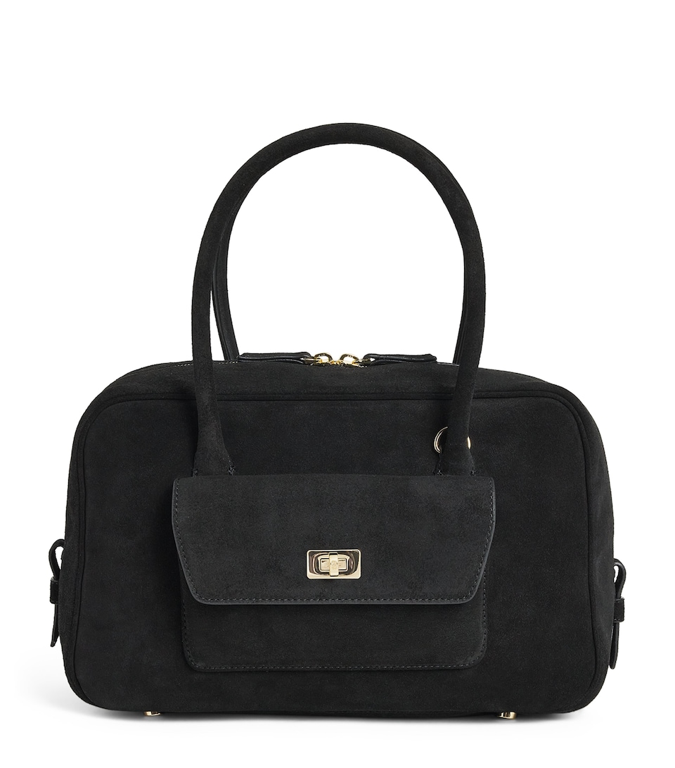 Sandro Paris Suede Top-Handle Bag Black