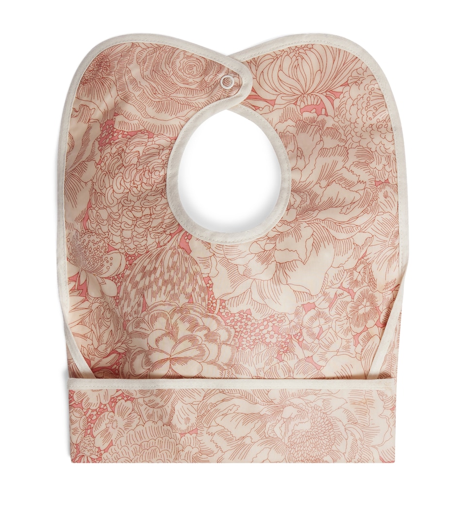 Bonpoint Organic Cotton Clip Bib Fl Rose Moyen
