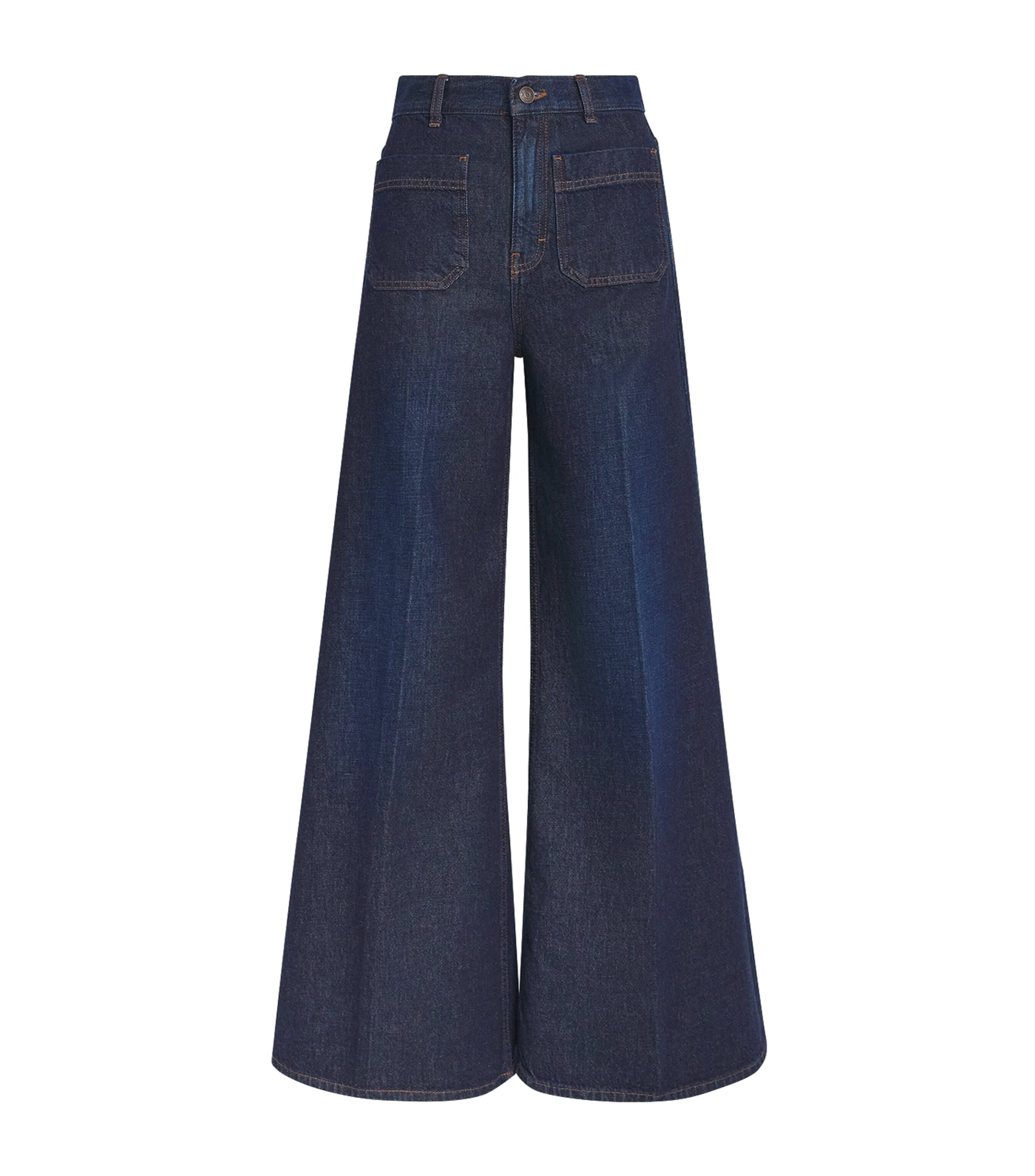 ME+EM Womens Flared Wide-Leg Jeans Rinse Wash