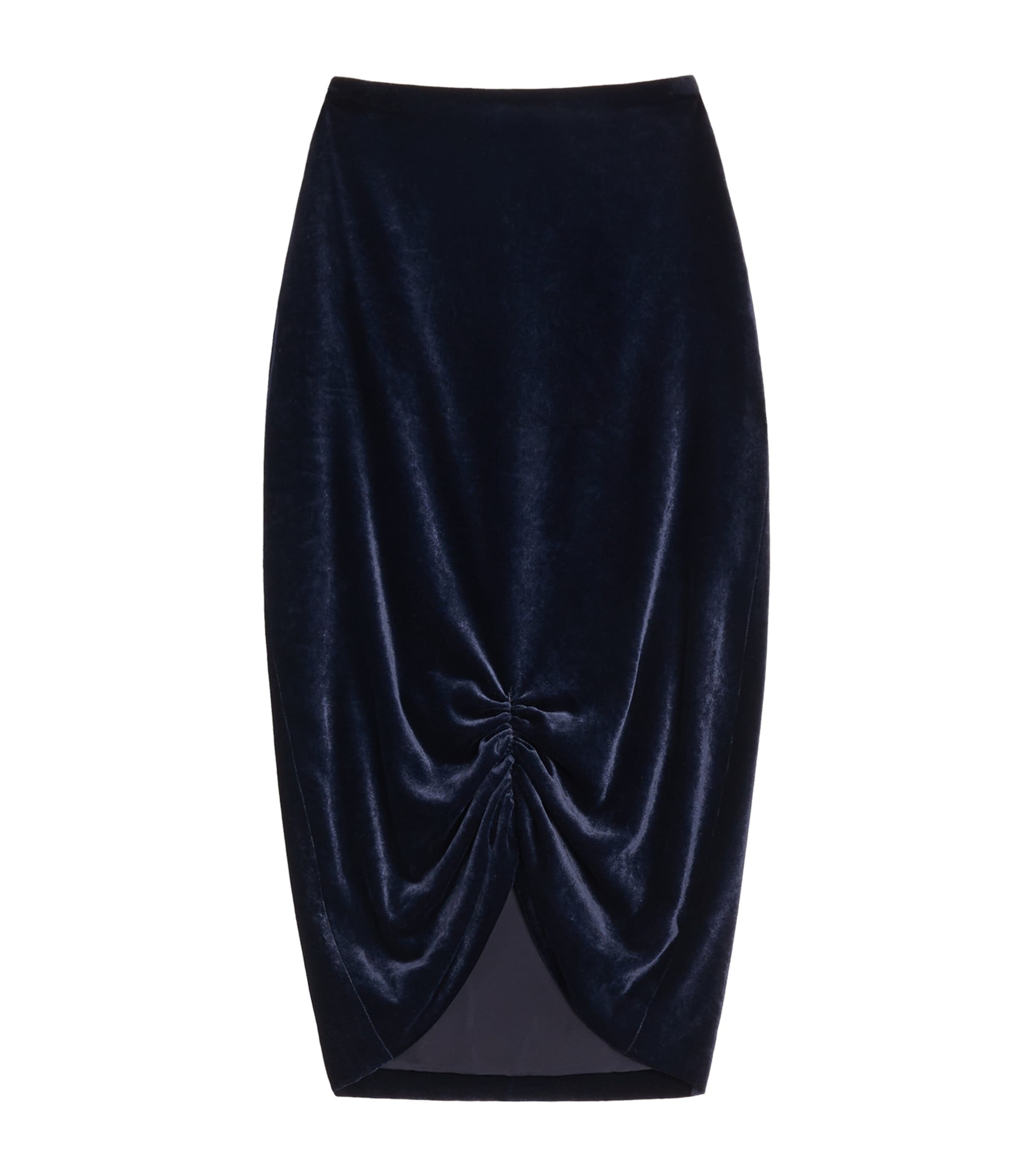 Velvet Gathered Midi Skirt