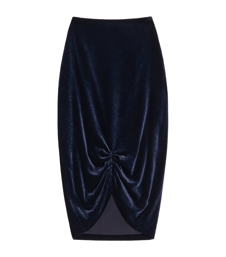 Velvet Gathered Midi Skirt