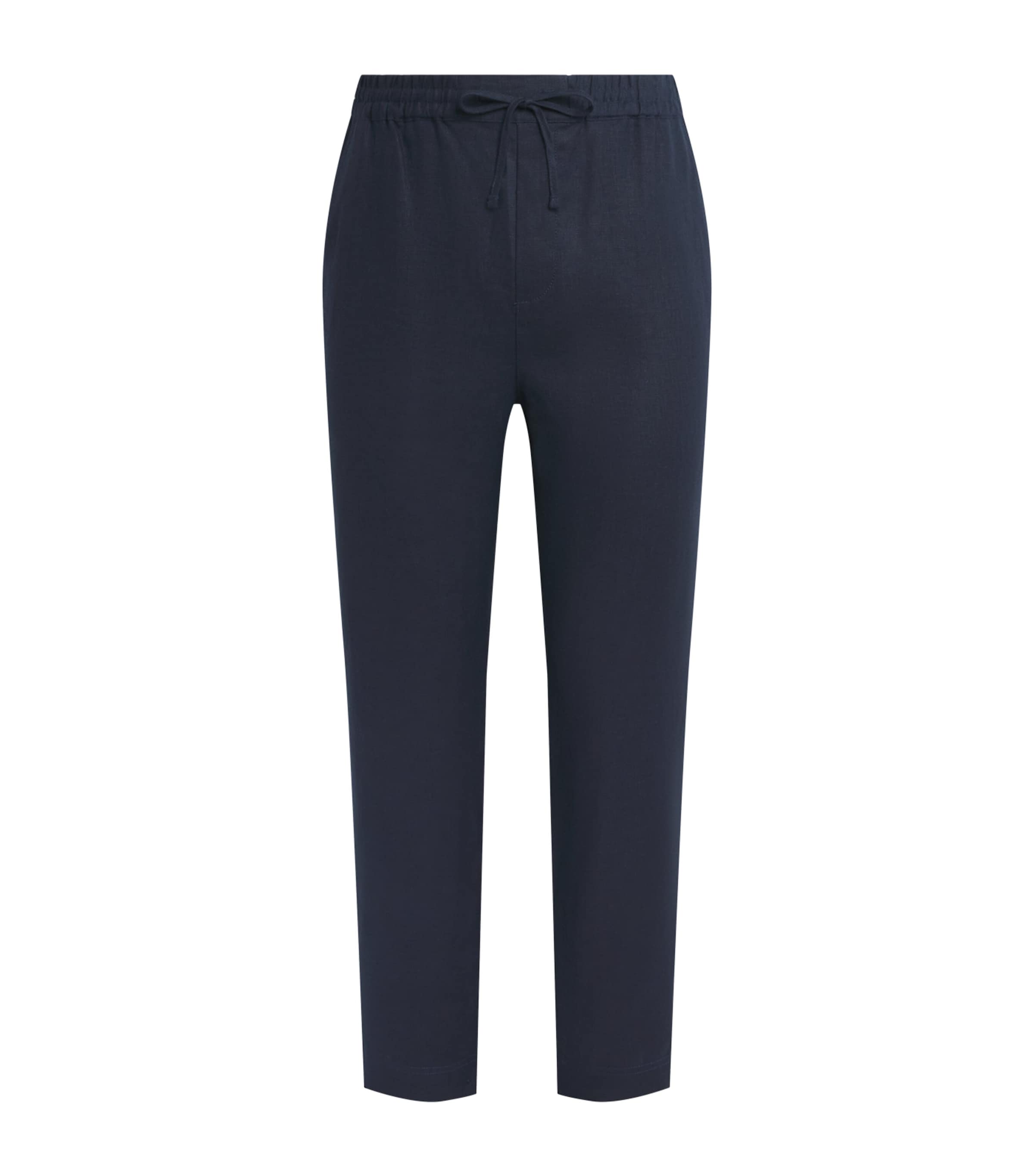 CHÉ Mens Linen Avila Straight Trousers Navy