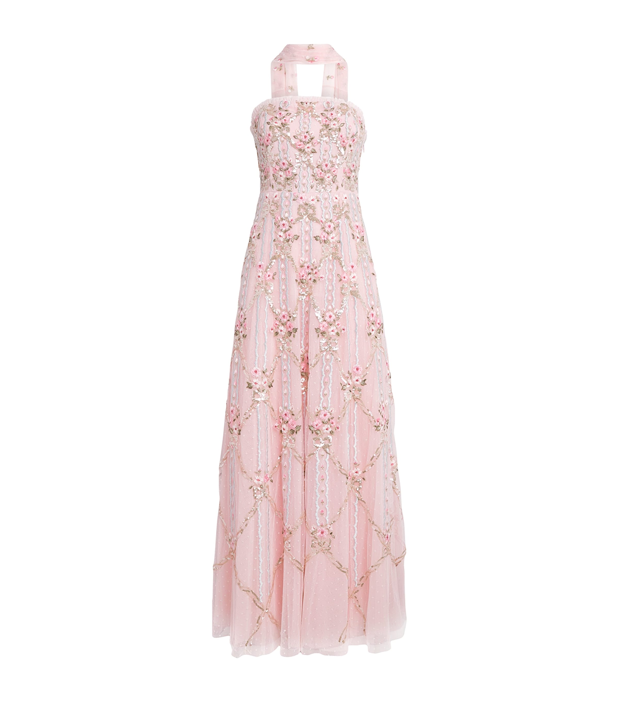 Needle & Thread Womens Lovers Lace Gown with Scarf Dusk Pink