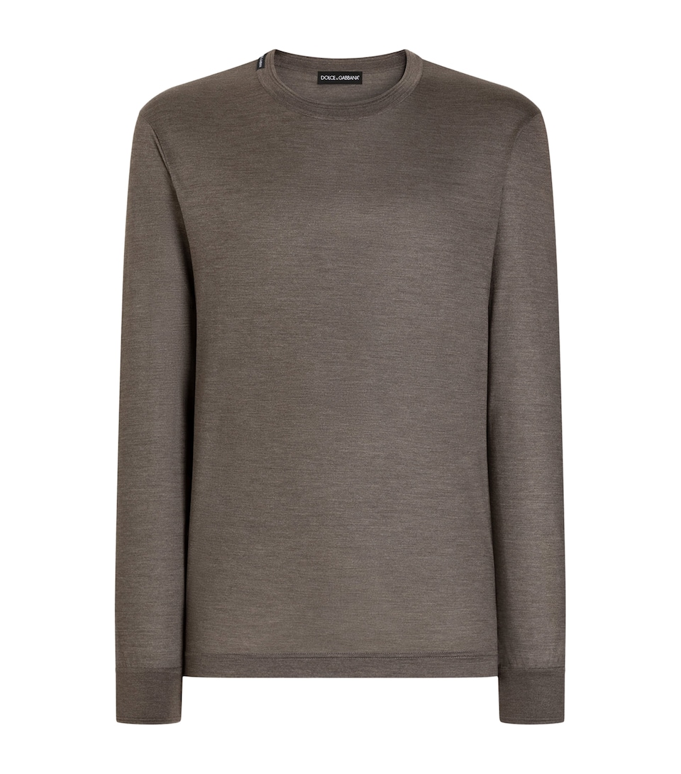 Dolce&Gabbana Mens Silk Long-Sleeve T-Shirt White Beige