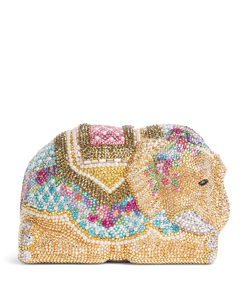 Judith Leiber Embellished Elephant Clutch Bag Silver Sunrise Mult