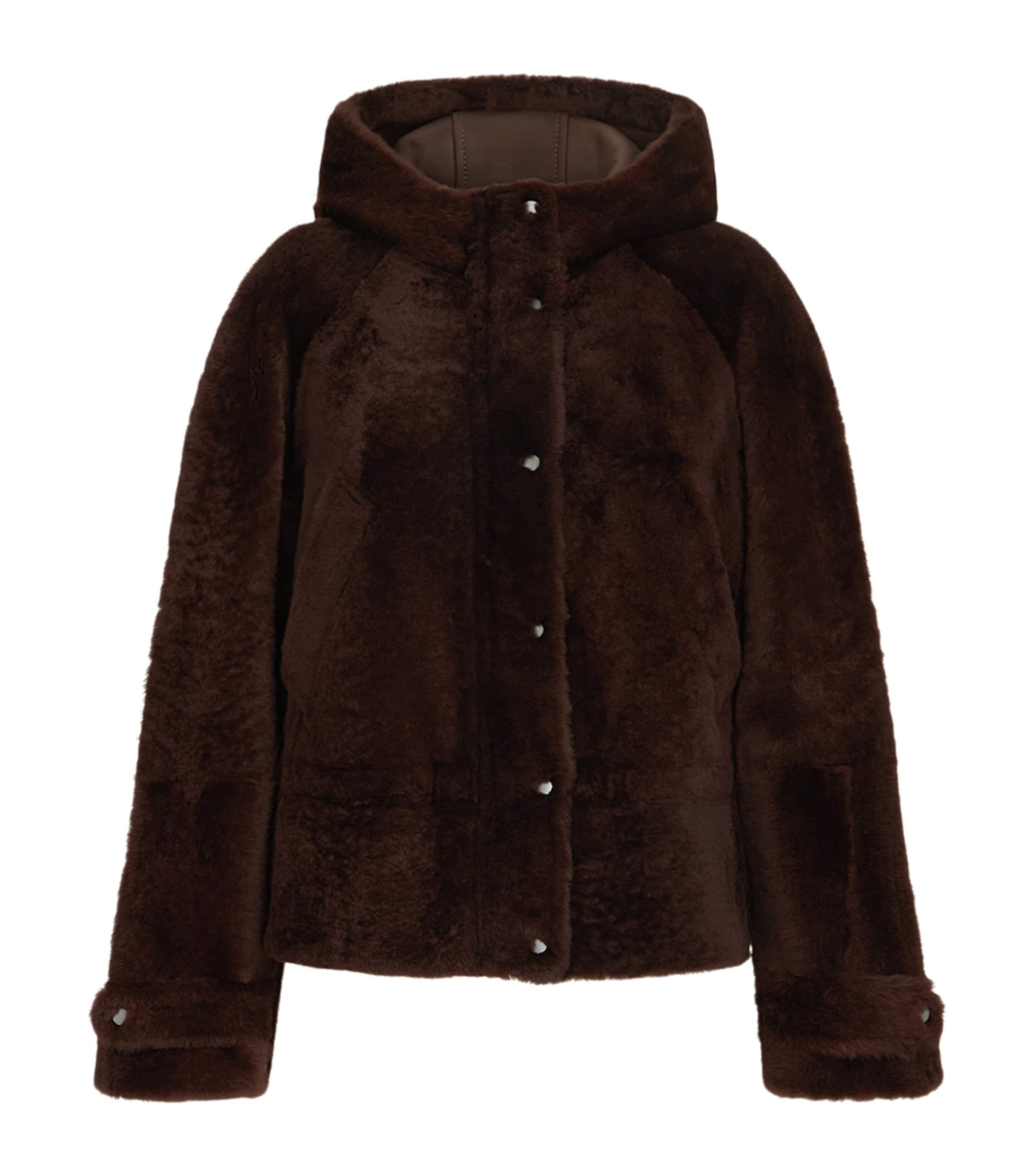 Brunello Cucinelli Womens Shearling Fur Jacket Gianduia