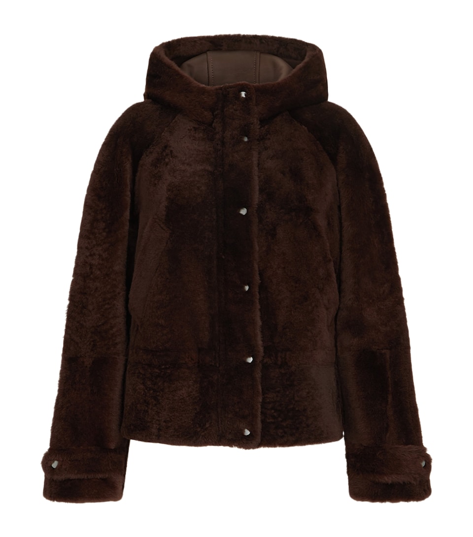 Brunello Cucinelli Womens Shearling Fur Jacket Gianduia