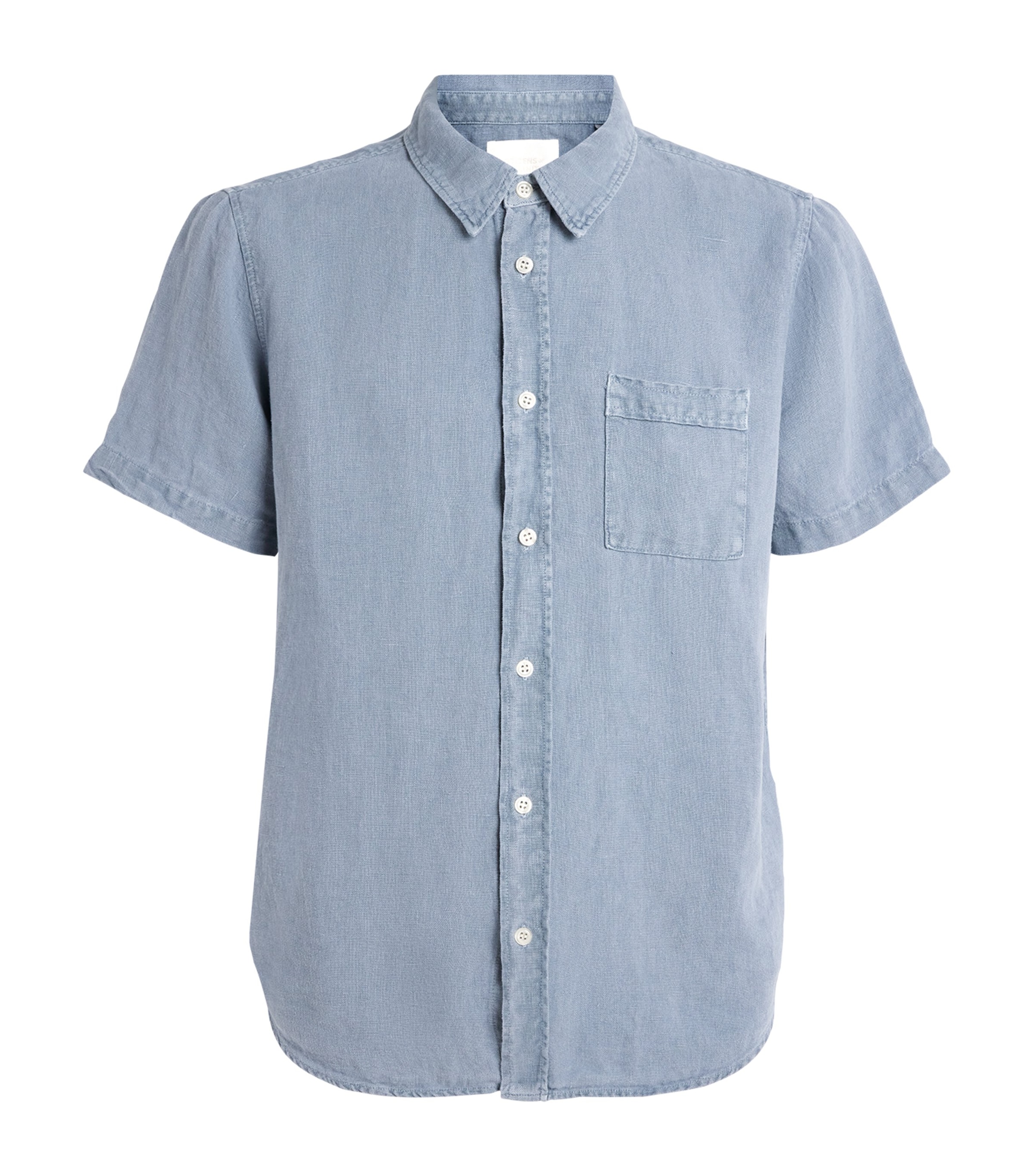 Citizens of Humanity Mens Linen Short-Sleeve Shirt Stone Blue