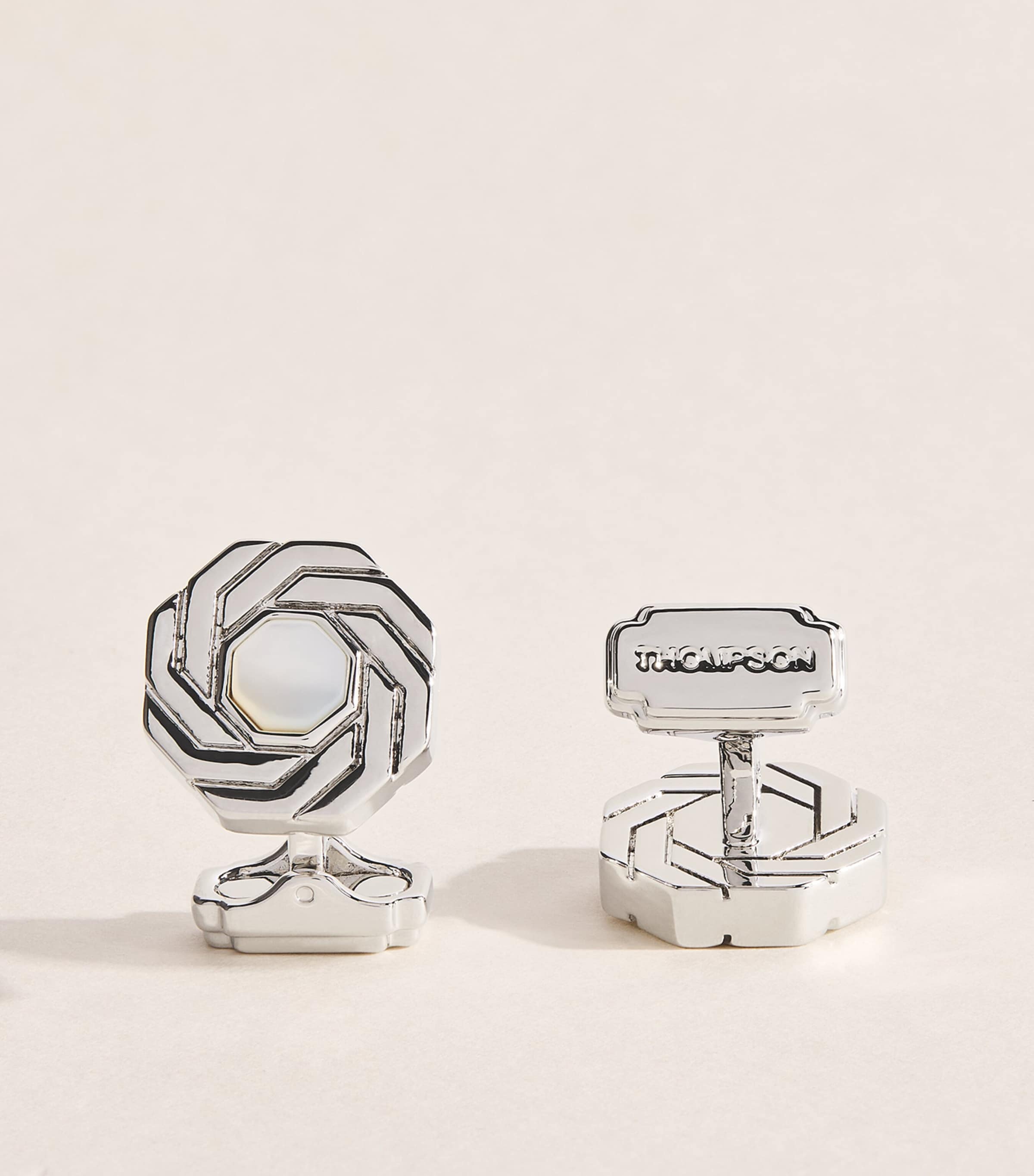 Tateossian Octagon Insignia Cufflinks White