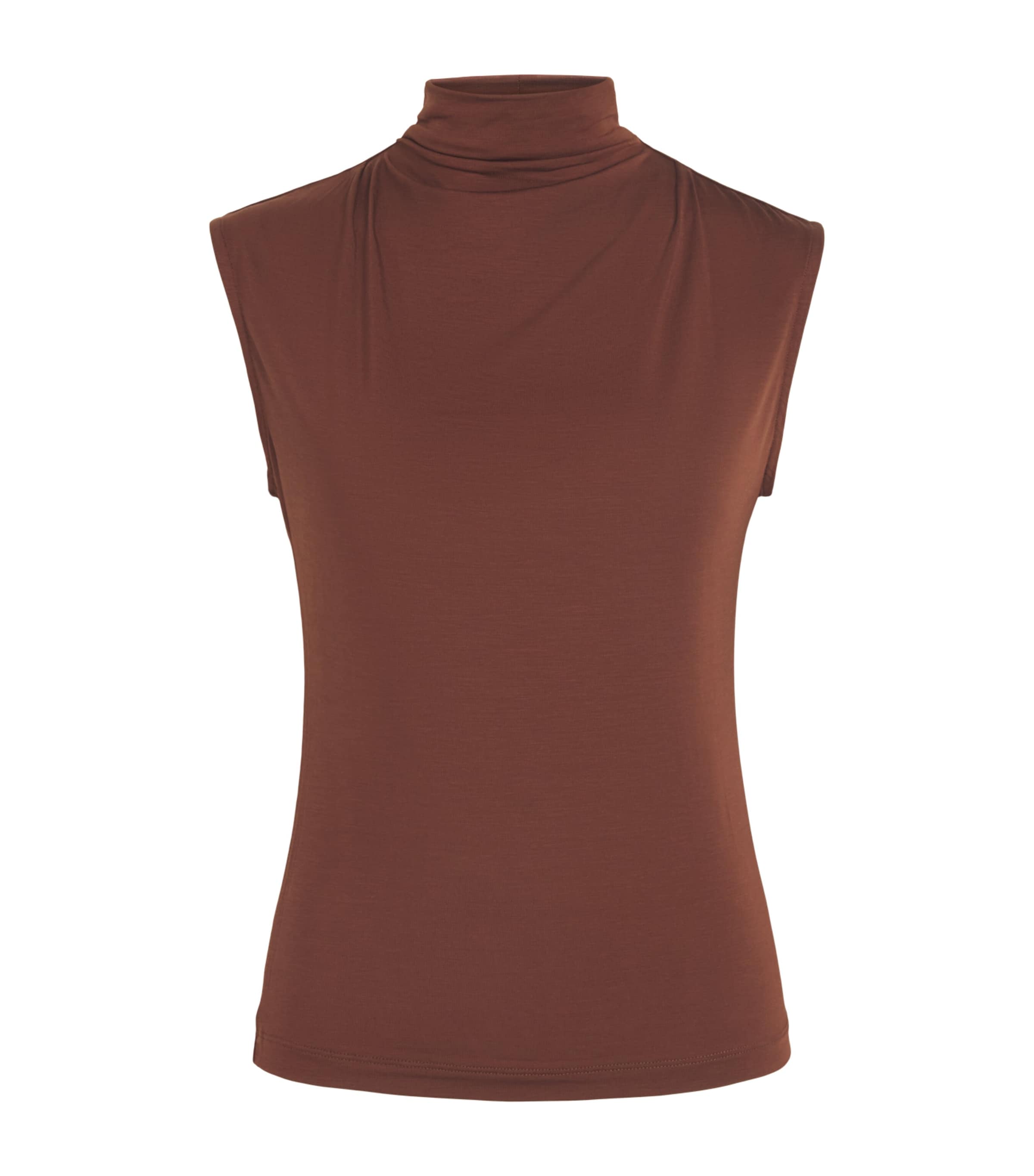 ME+EM Womens Sleeveless Draped Top Pecan Brown