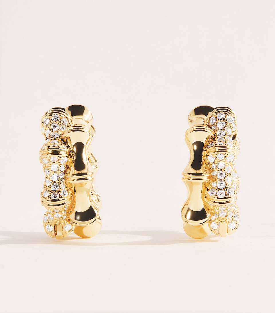 Eddie Borgo Gold-Plated Pavé Bambù Hoop Earrings Gold