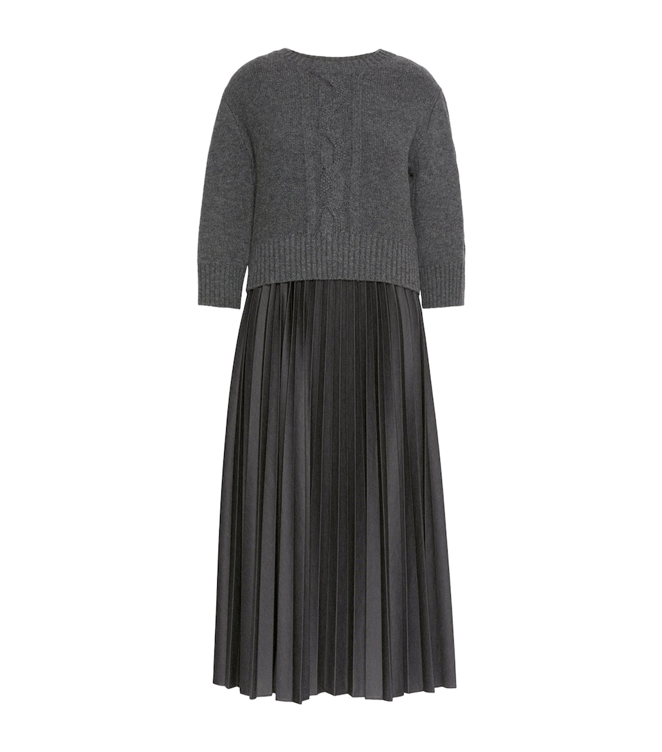 Weekend Max Mara Womens Jersey Midi Dress with Virgin Wool Sweater Dark Grey