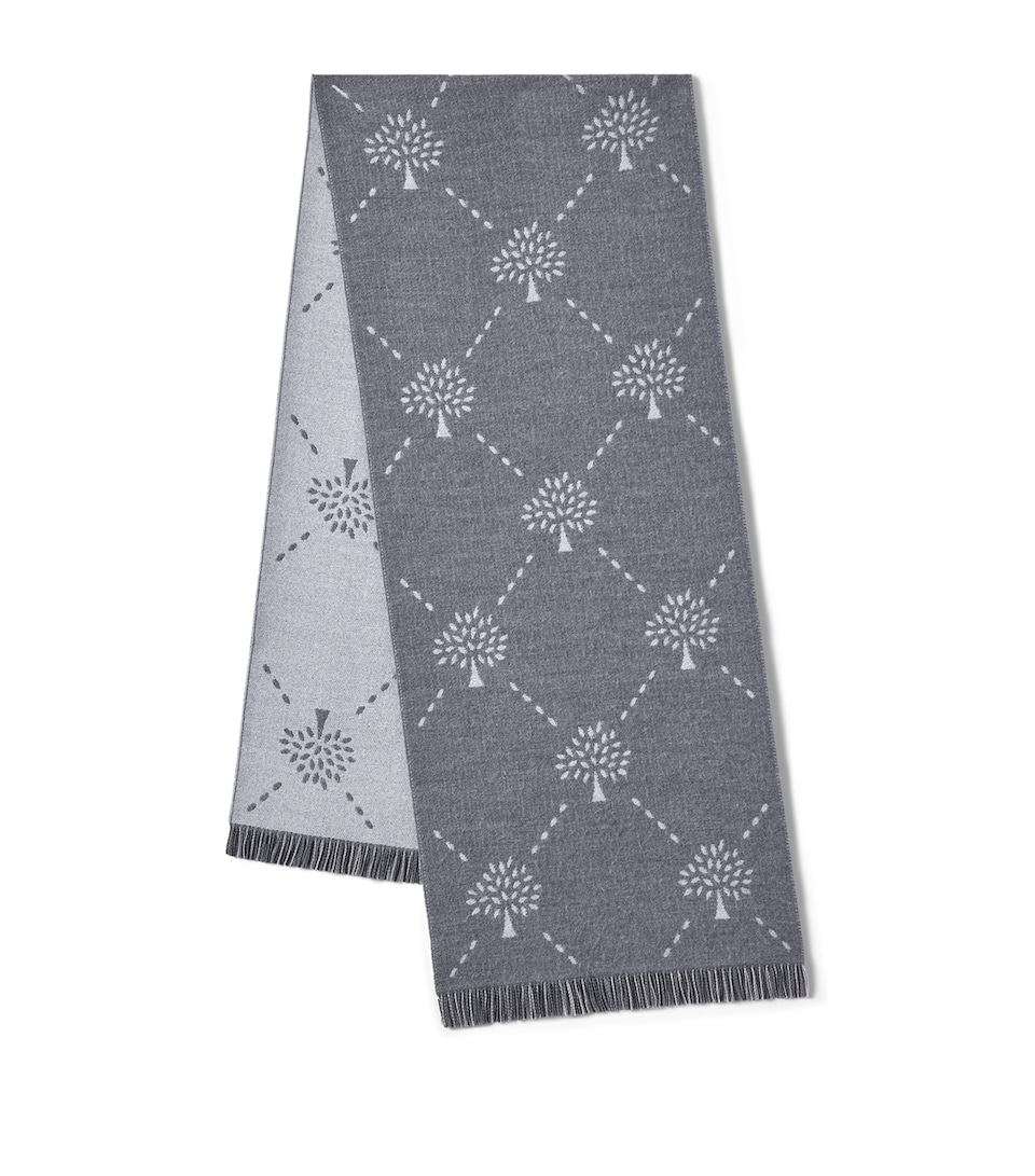 Mulberry Diamond Tree Jacquard Scarf Dark Grey Light Grey