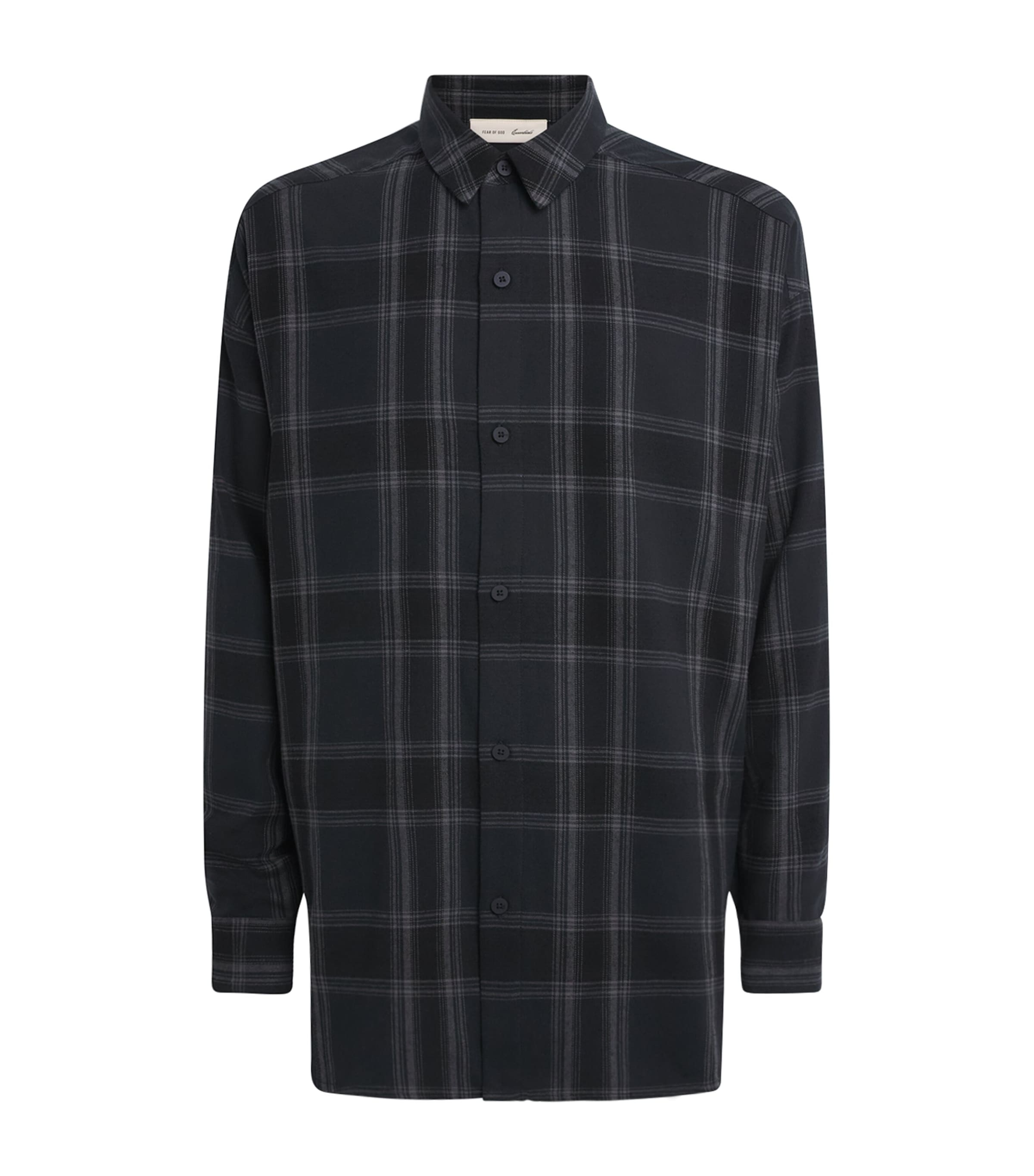 FEAR OF GOD ESSENTIALS Mens Flannel Check Shirt Vintage Blk Pld