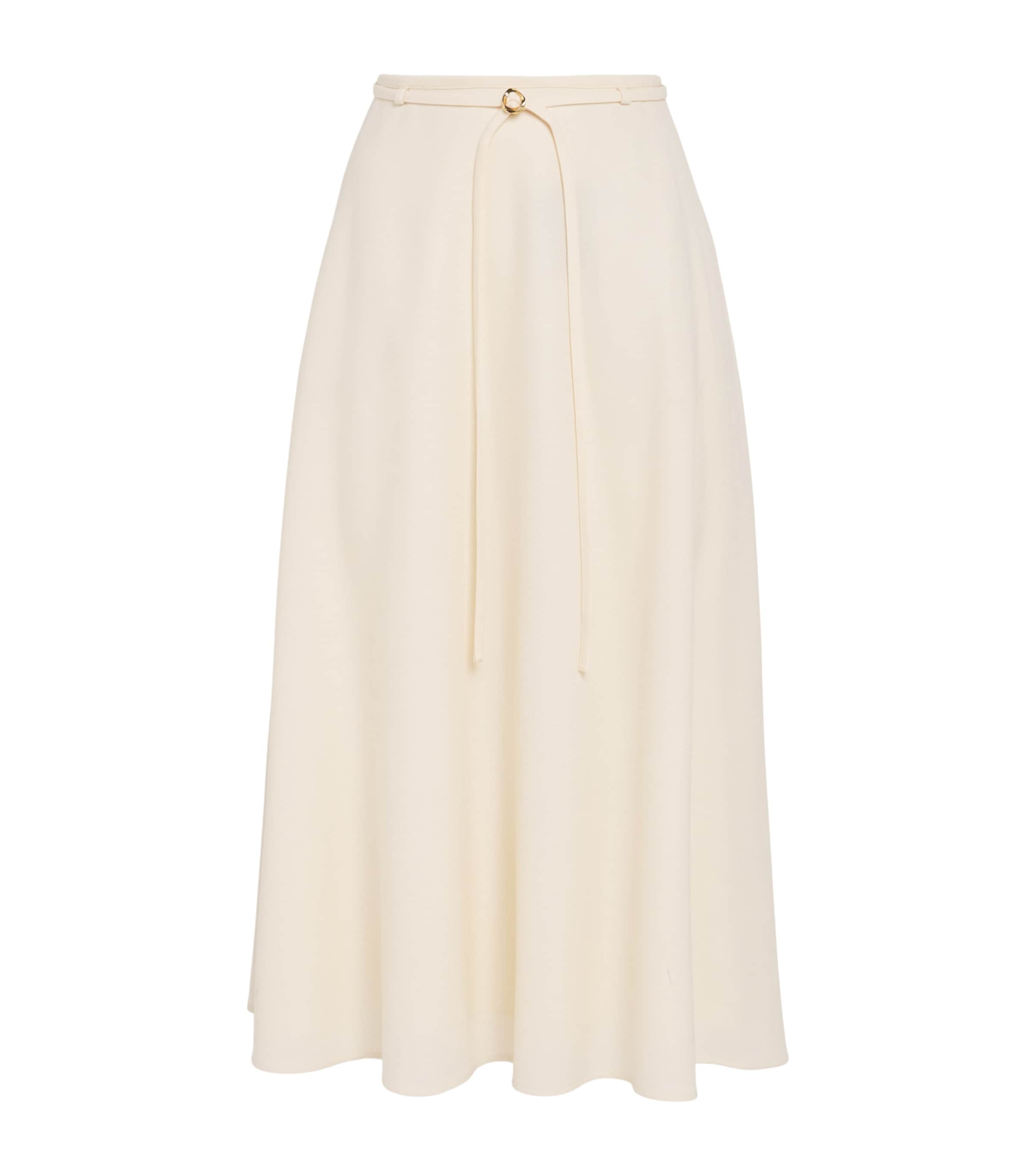 Virgin Wool A-Line Midi Skirt