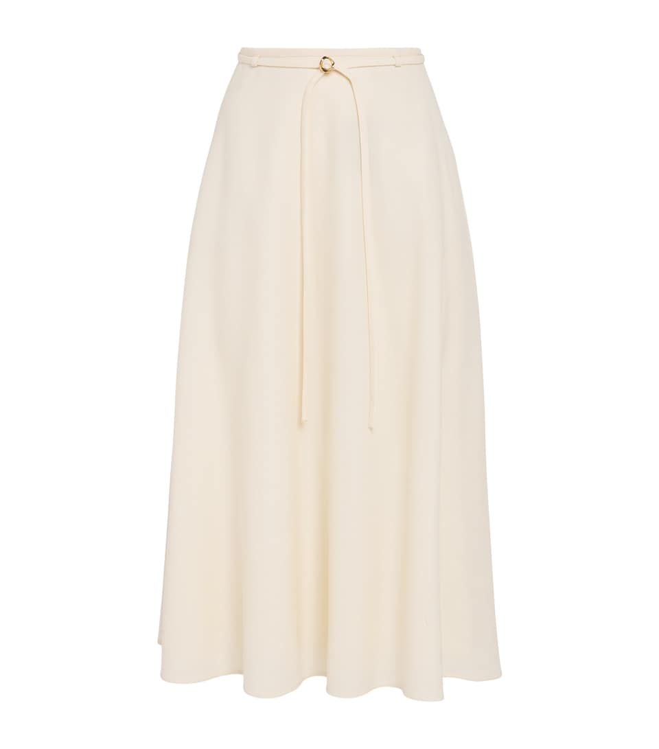 Virgin Wool A-Line Midi Skirt
