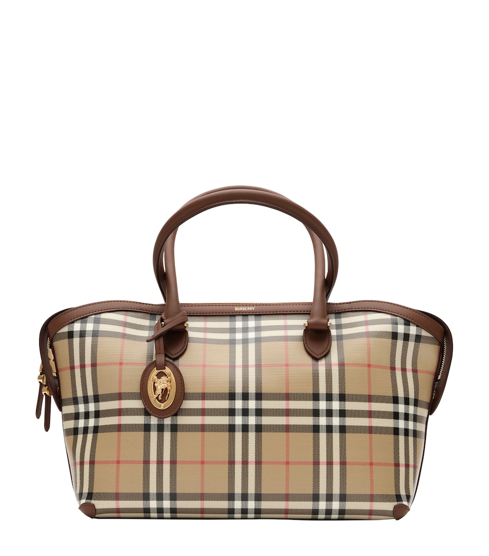 Burberry Small Check Zipped Tote Bag Archive Beige