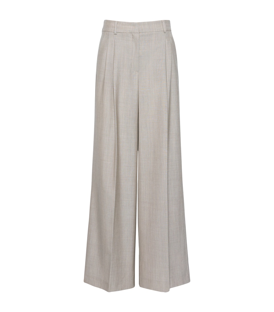 Weekend Max Mara Womens Virgin Wool Wide-Leg Trousers Hazelnut Brown