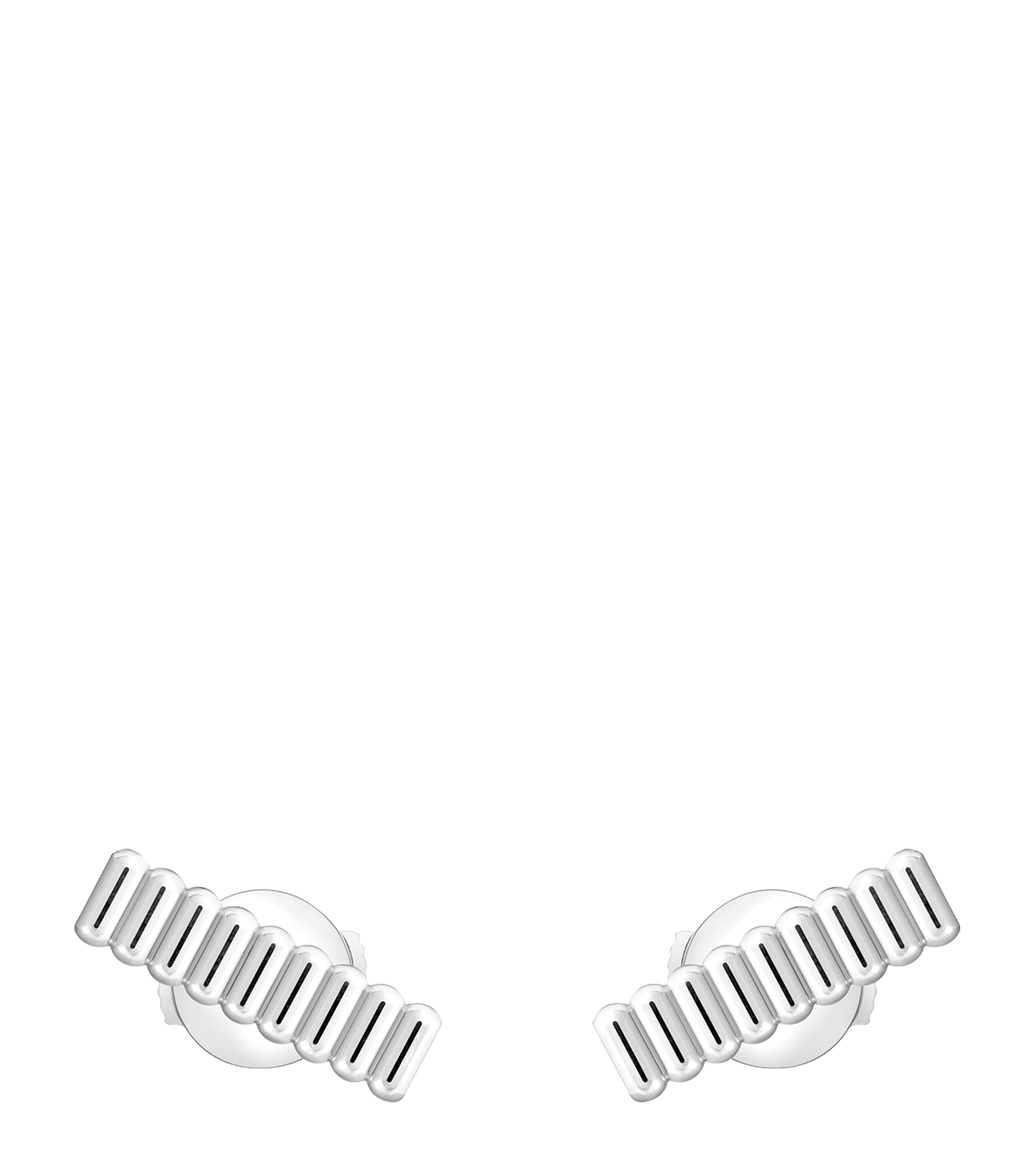 White Gold Quatre Grosgrain Stud Earrings