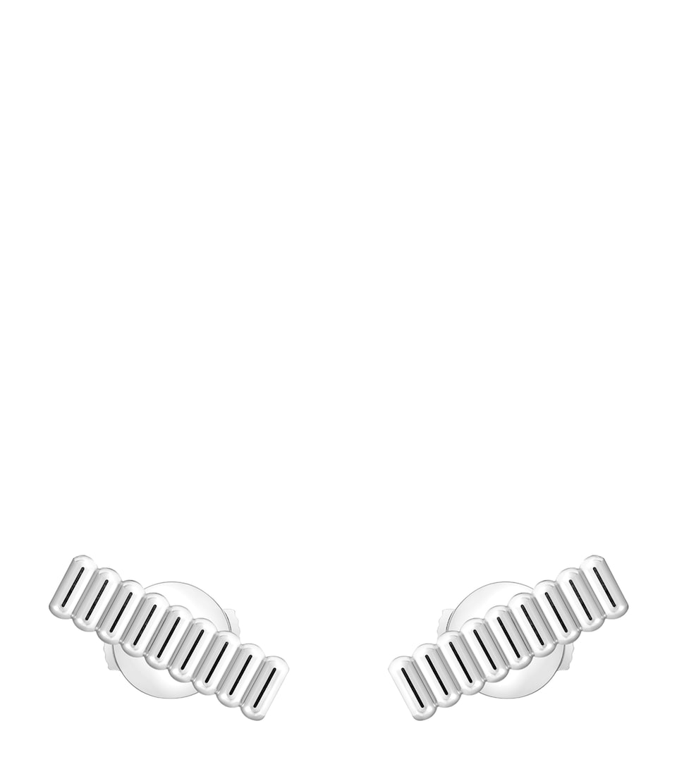 White Gold Quatre Grosgrain Stud Earrings
