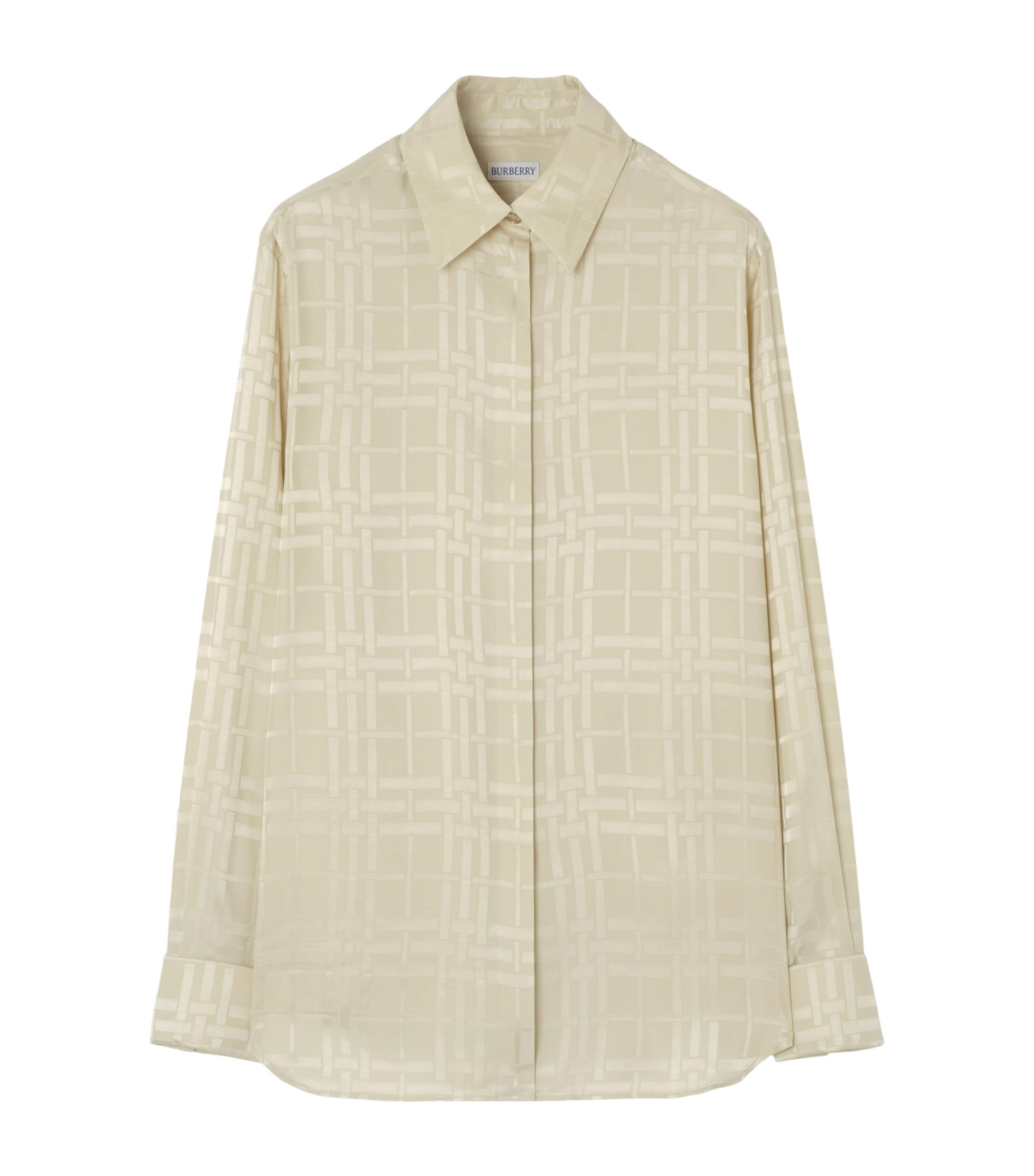 Burberry Womens Silk Check Shirt Champagne White