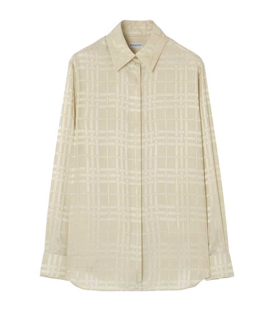 Burberry Womens Silk Check Shirt Champagne White