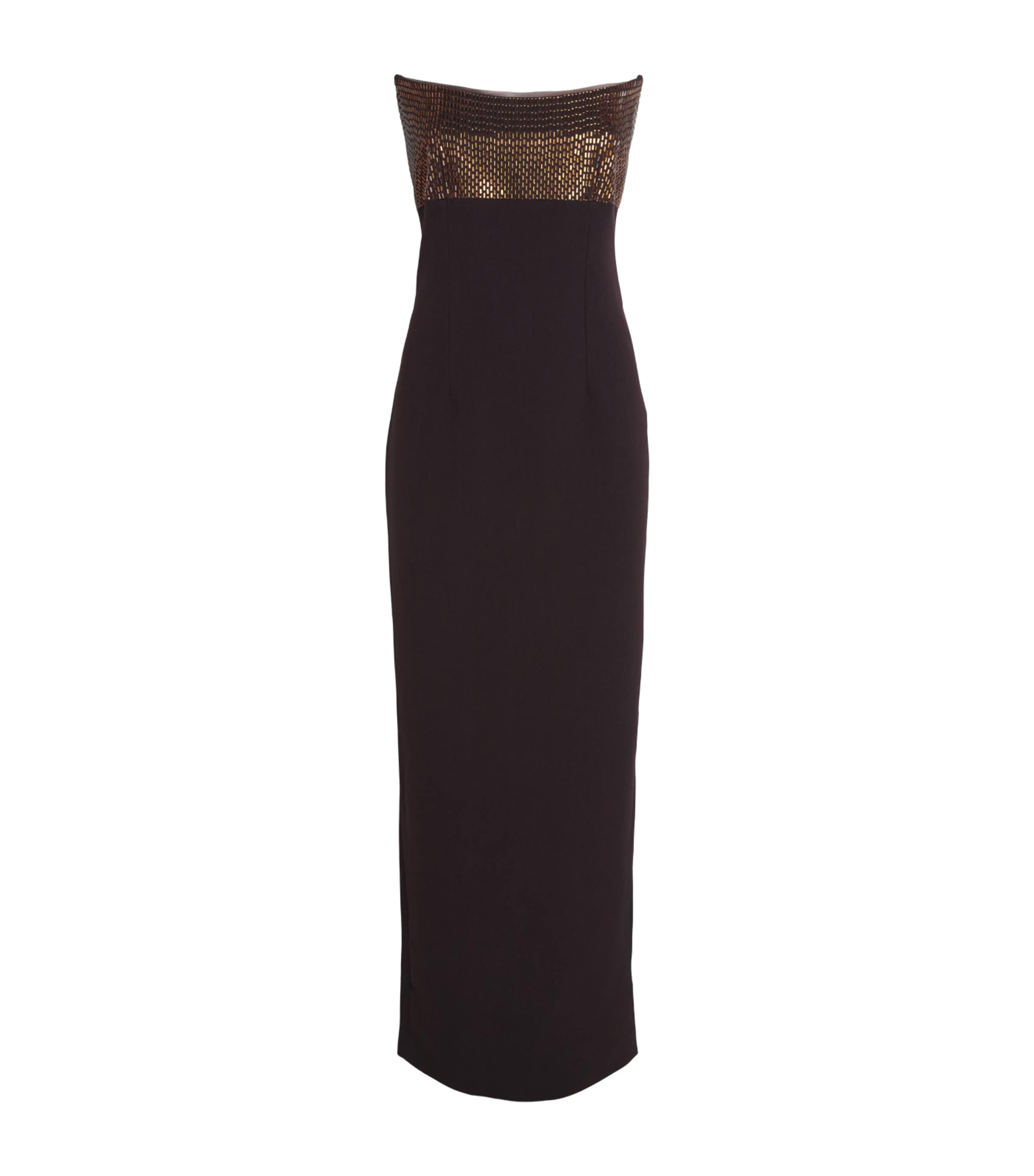 Roland Mouret Womens Diamante-Embellished Off-The-Shoulder Gown Brown