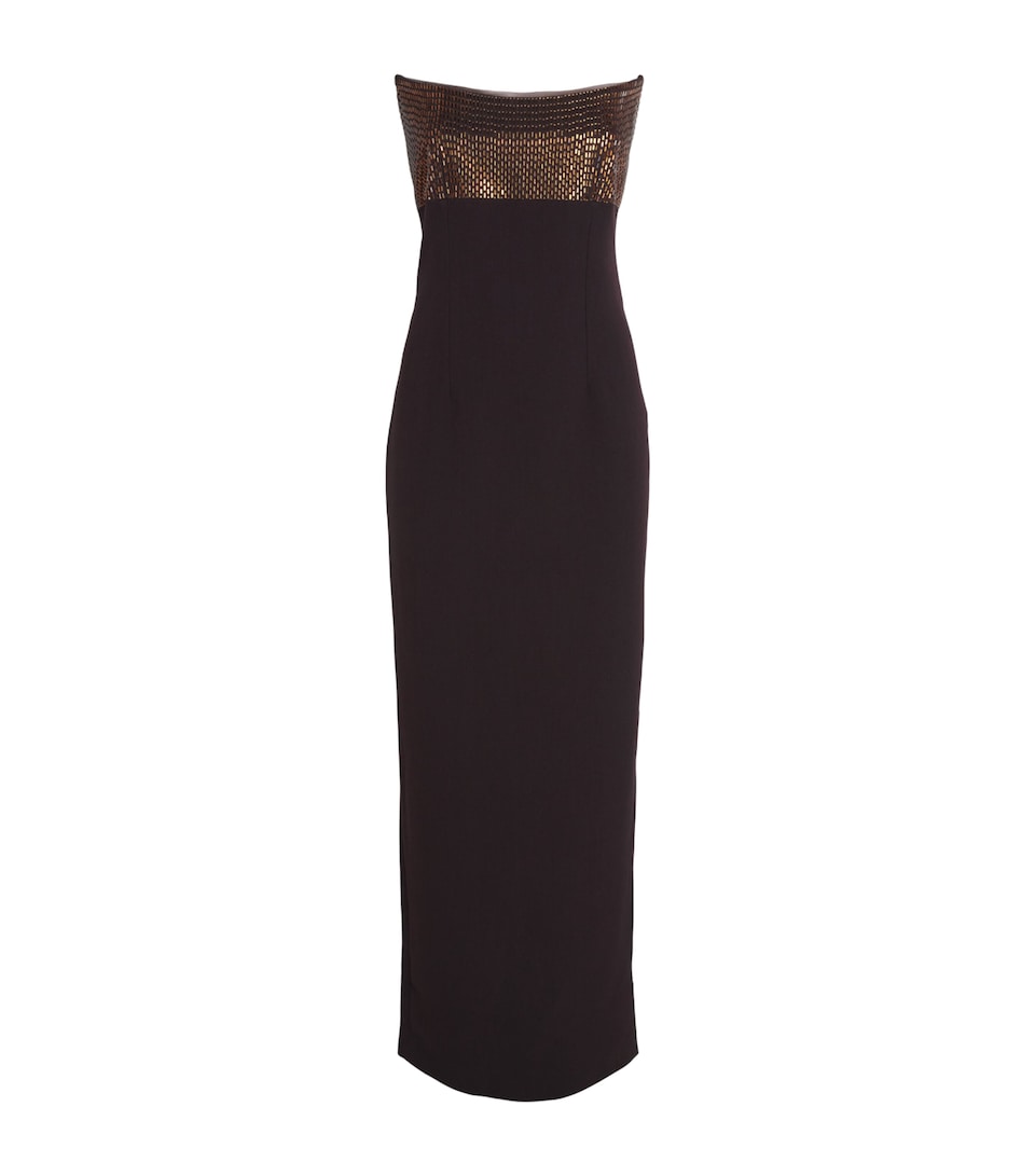 Roland Mouret Womens Diamante-Embellished Off-The-Shoulder Gown Brown