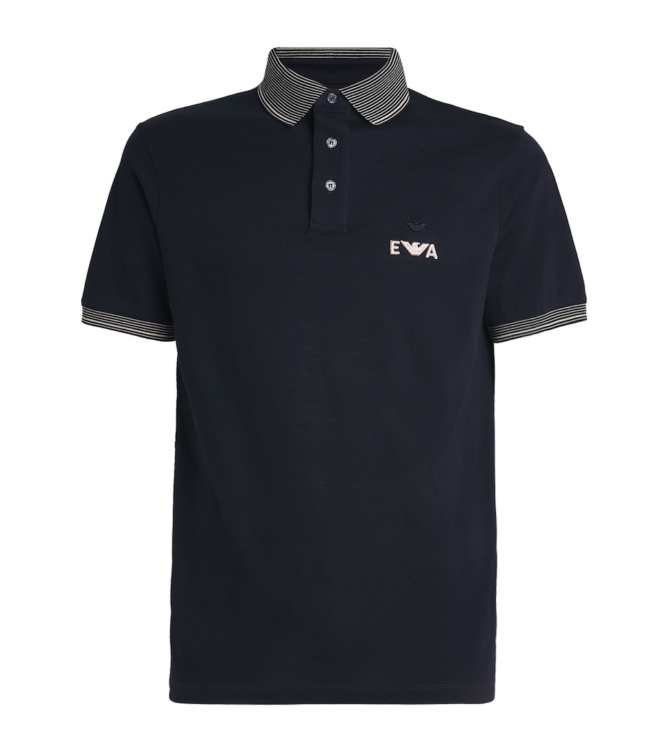 Cotton Piqué Stripe-Trim Polo Shirt