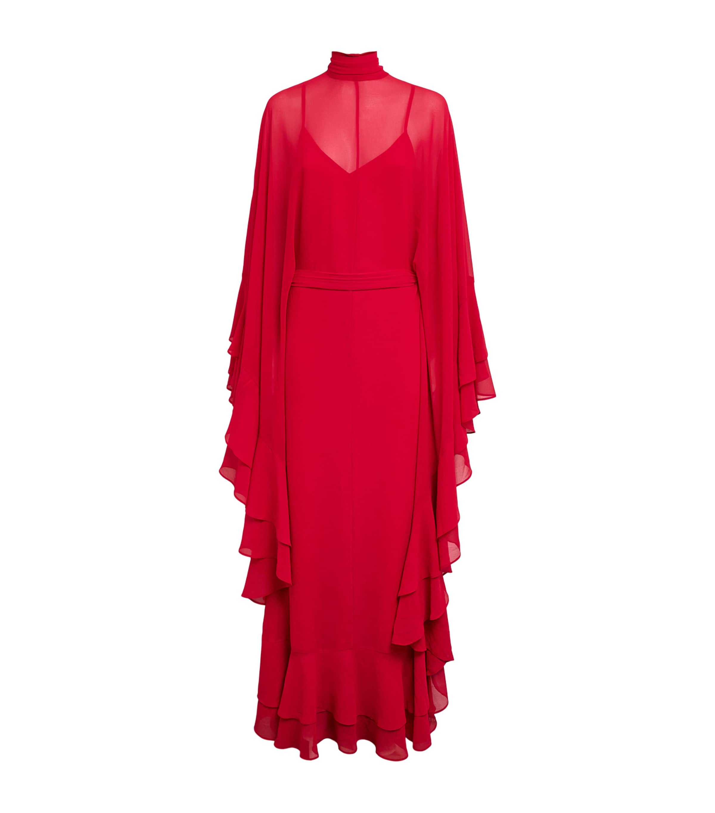 De La Vali Womens Chiffon Socorro Maxi Dress Ruby Red