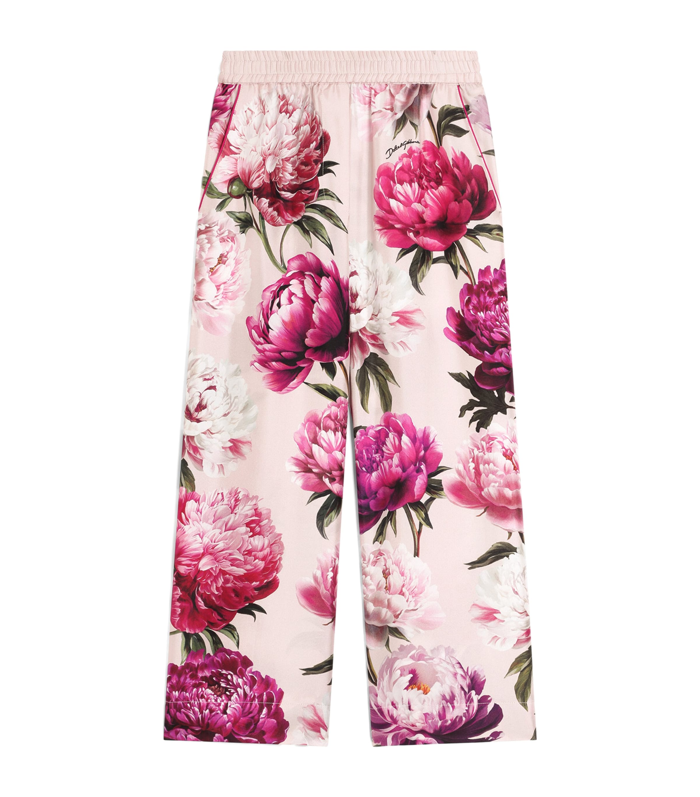 Dolce&Gabbana Kids Cotton Floral Trousers (8-12+ Years) Peonie F.ros