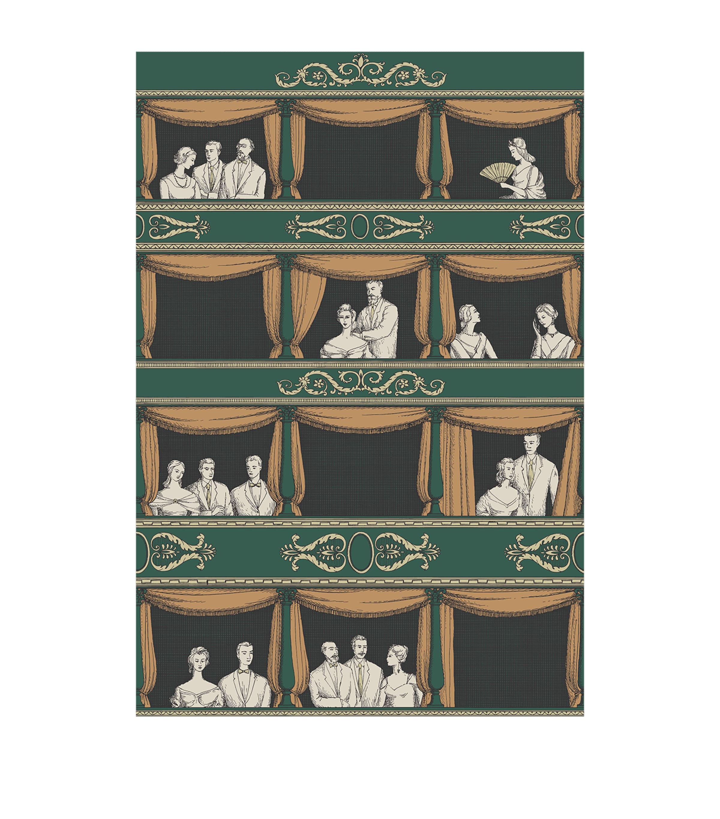 Cole & Son x Fornasetti Teatro Wallpaper Roll Racing Green