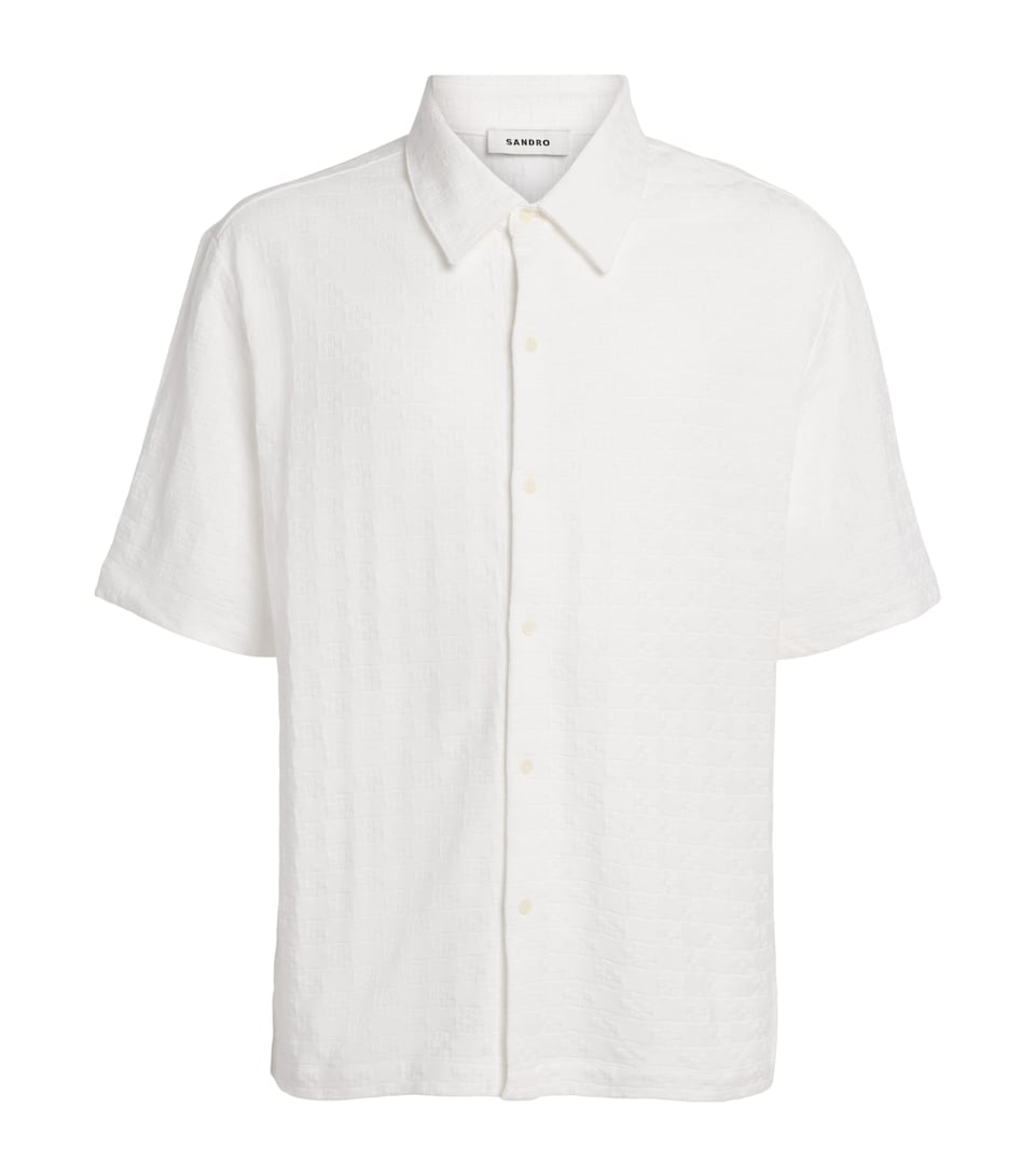 Sandro Paris Mens Cotton Jacquard Shirt White