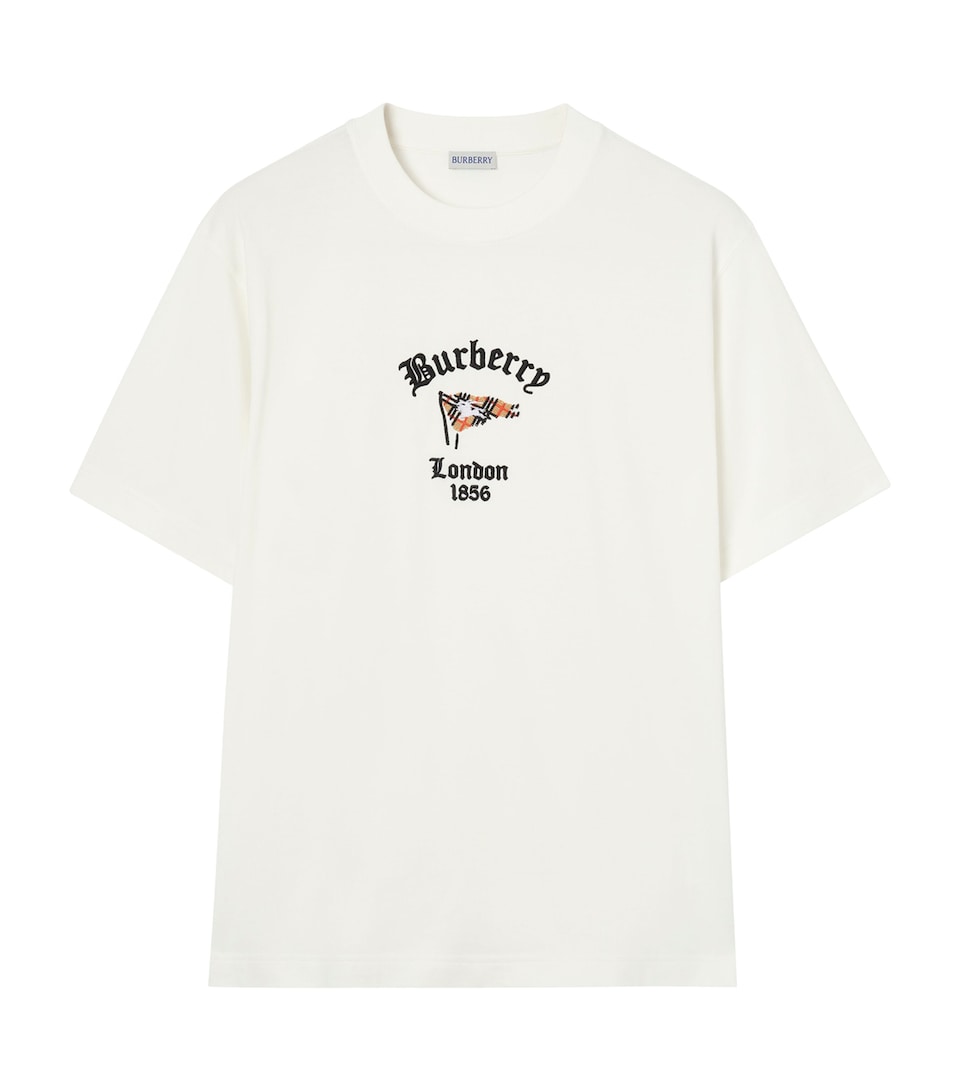 Burberry Mens Cotton Check Flag T-Shirt Chalk