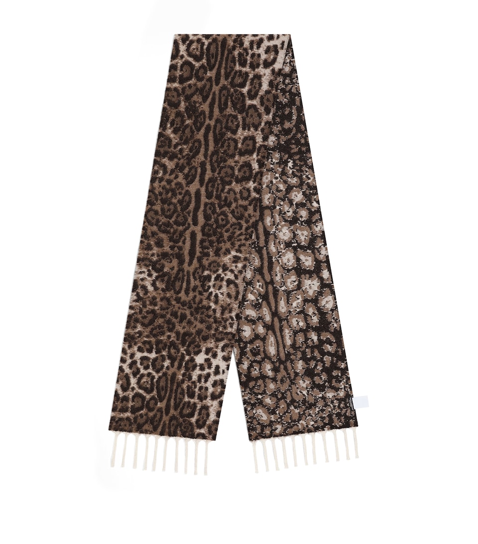 Dolce&Gabbana Wool-Cashmere Leopard Print Scarf Leo New