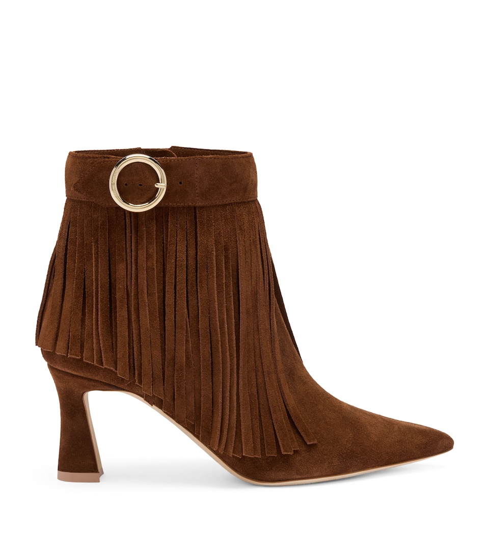 Suede Fringed Donni Heeled Ankle Boots 70