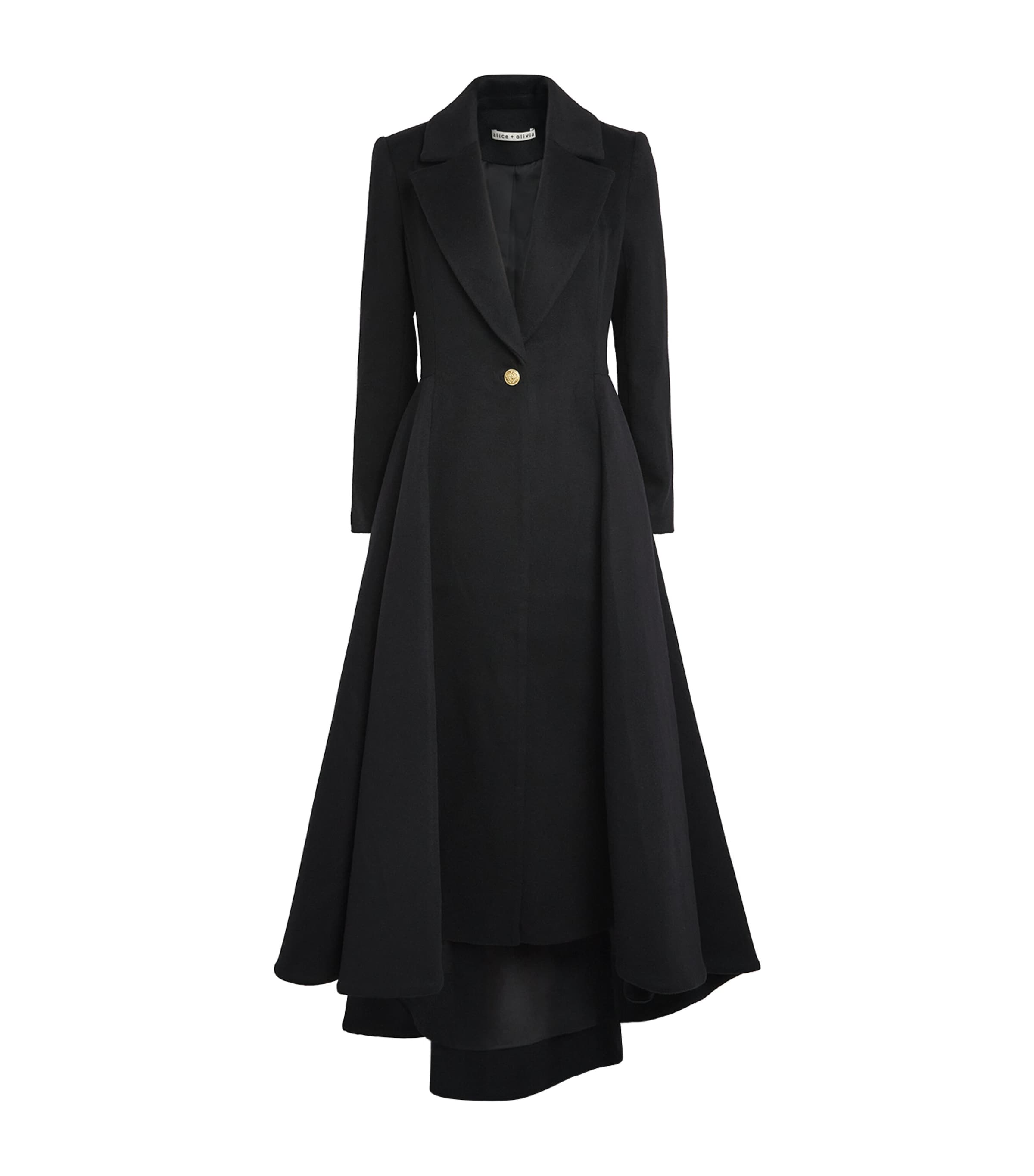 Alice+Olivia Womens Virgin Wool Single-Breasted Cheshire Coat Black
