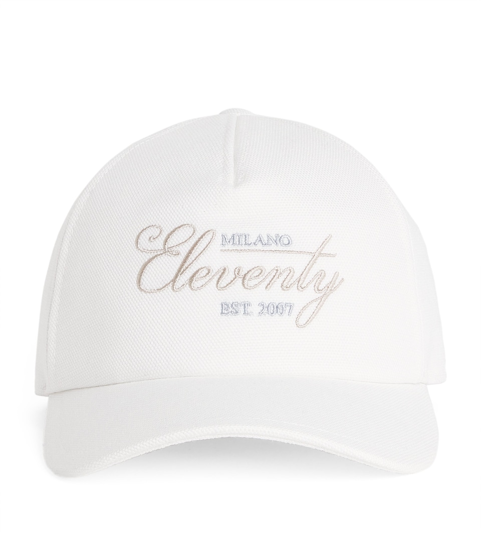 Eleventy Cotton Logo Baseball Cap Bianco