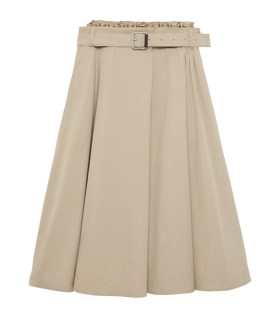 LOEWE Womens Cotton-Silk Belted Maxi Skirt Beige