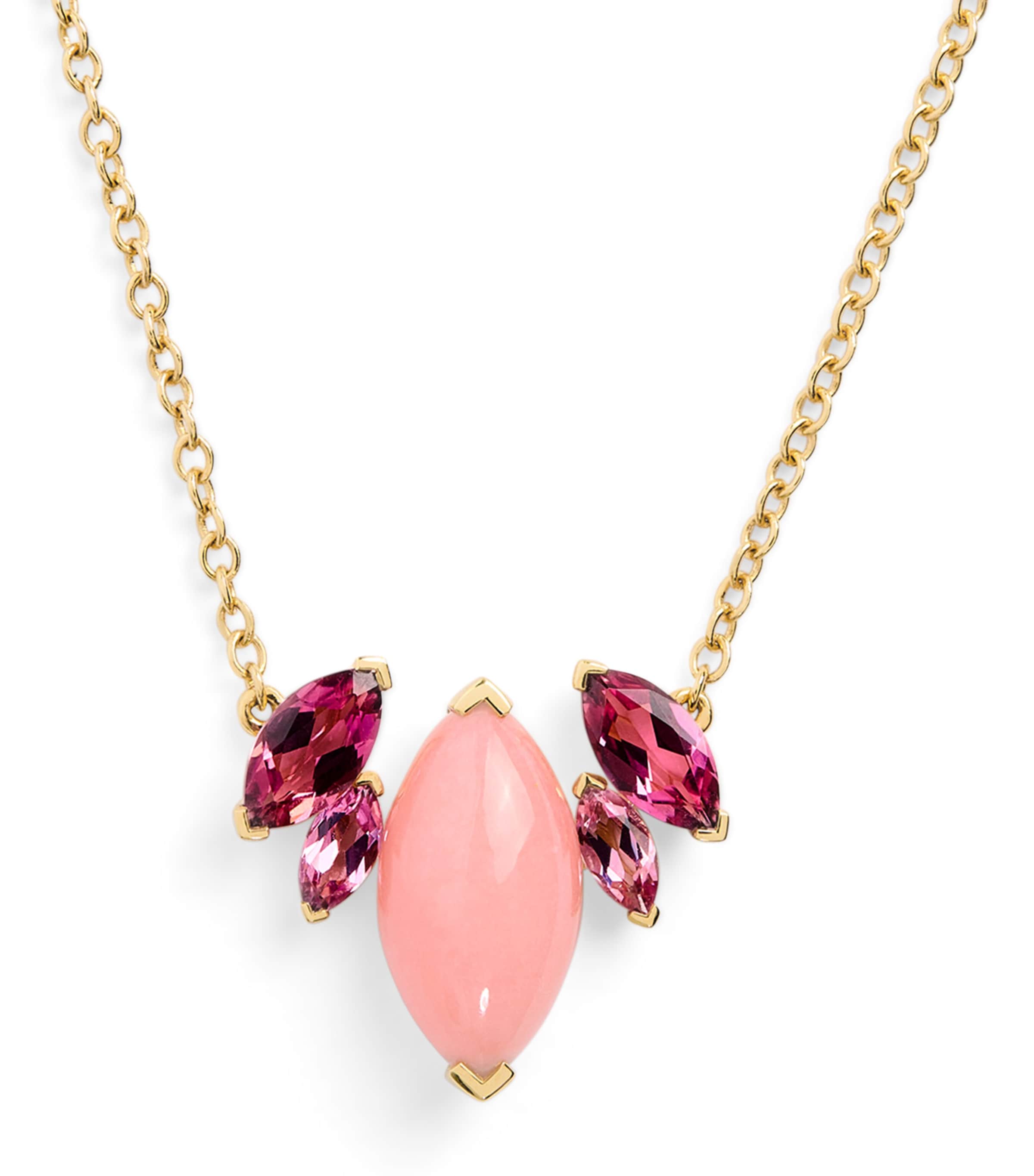 Yellow Gold, Tourmaline and Opal Batik Necklace