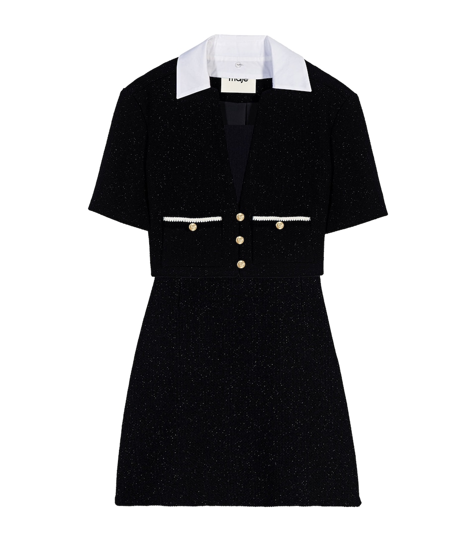 Maje Womens Tweed Mini Dress Black