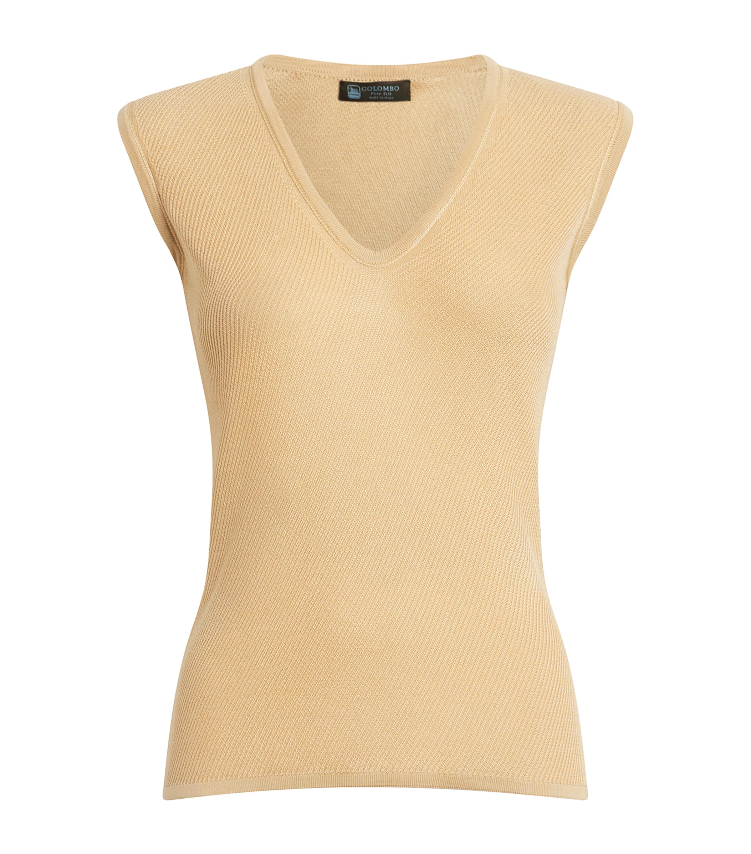 Colombo Womens Silk Knit V-Neck Top Grey