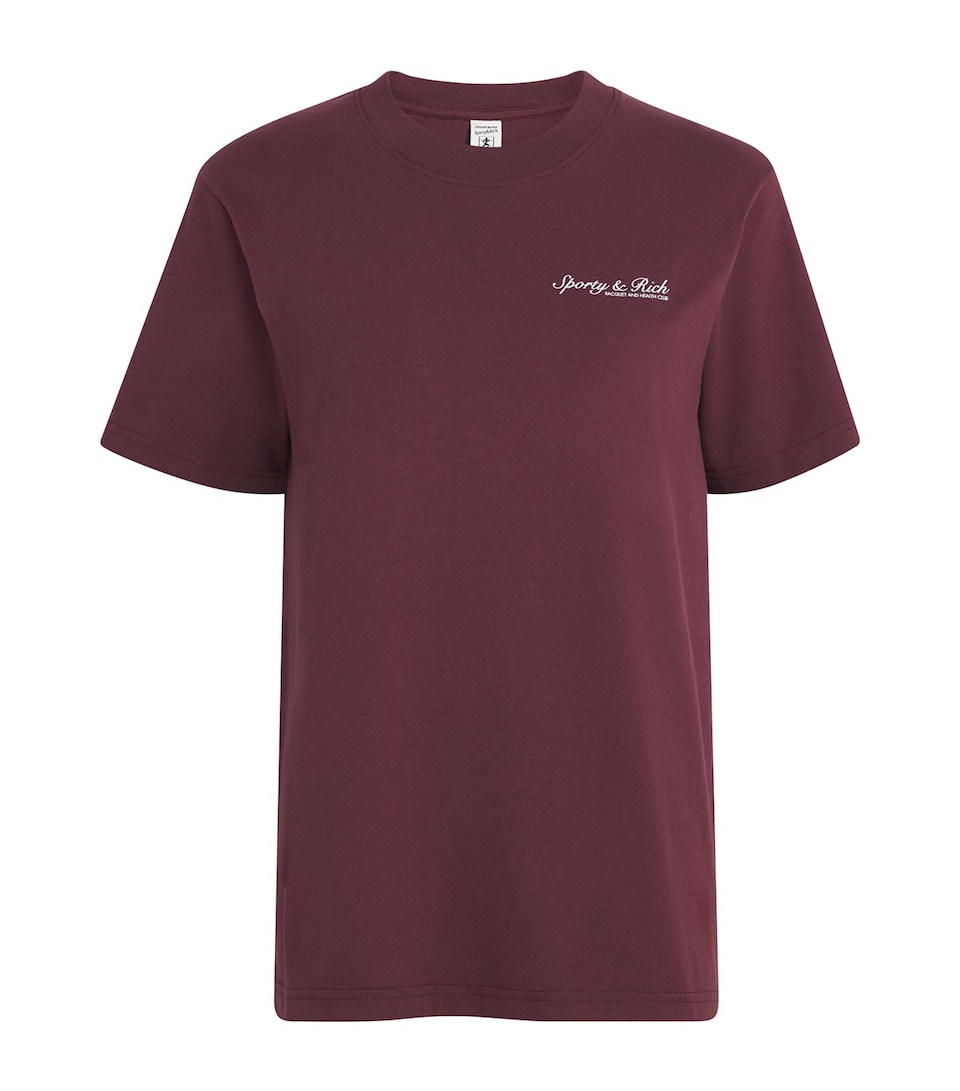 Sporty & Rich Womens Cotton Syracuse T-Shirt Bordeaux White