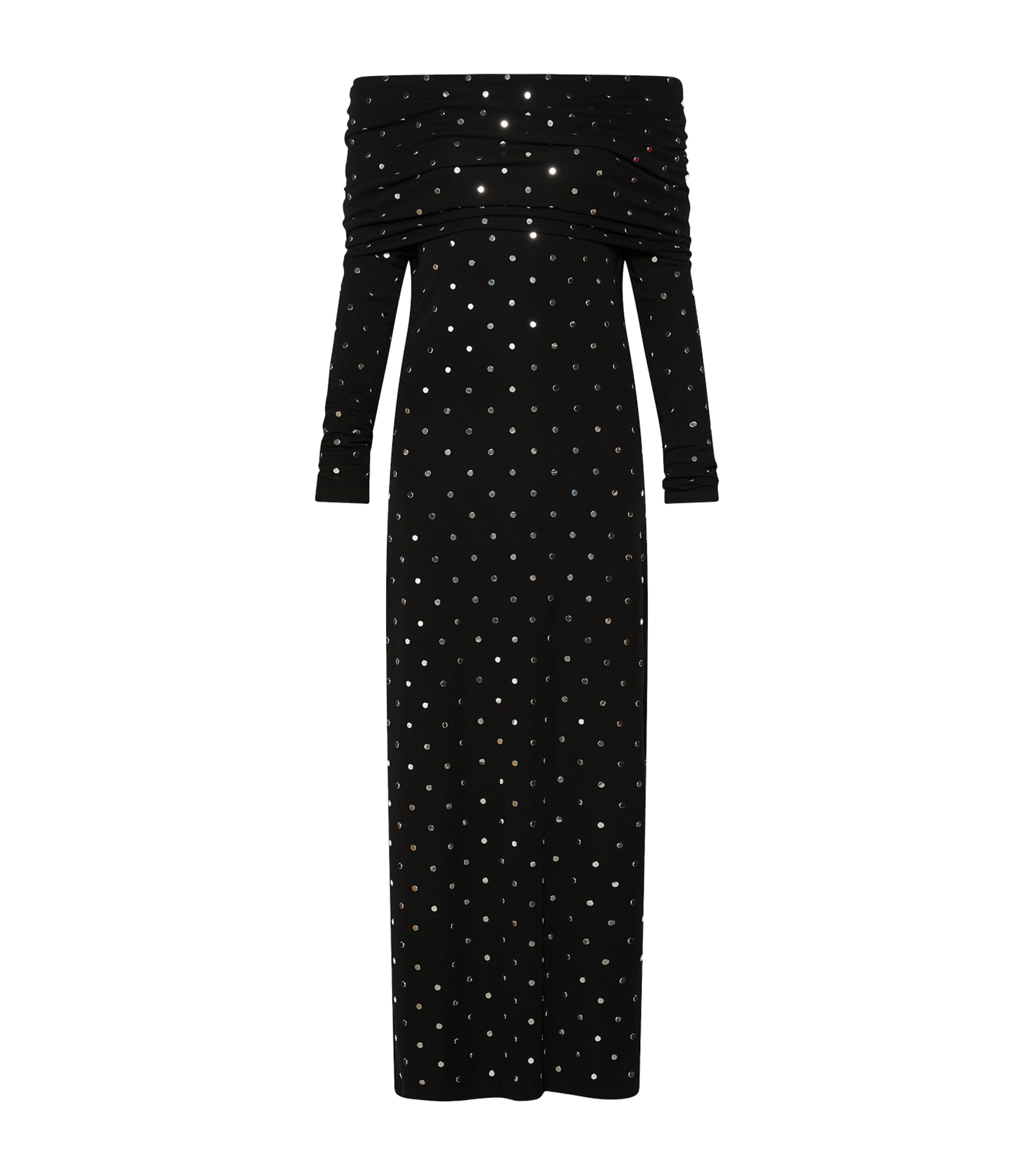 Marella Womens Studded Off the Shoulder MIdi Dress Black