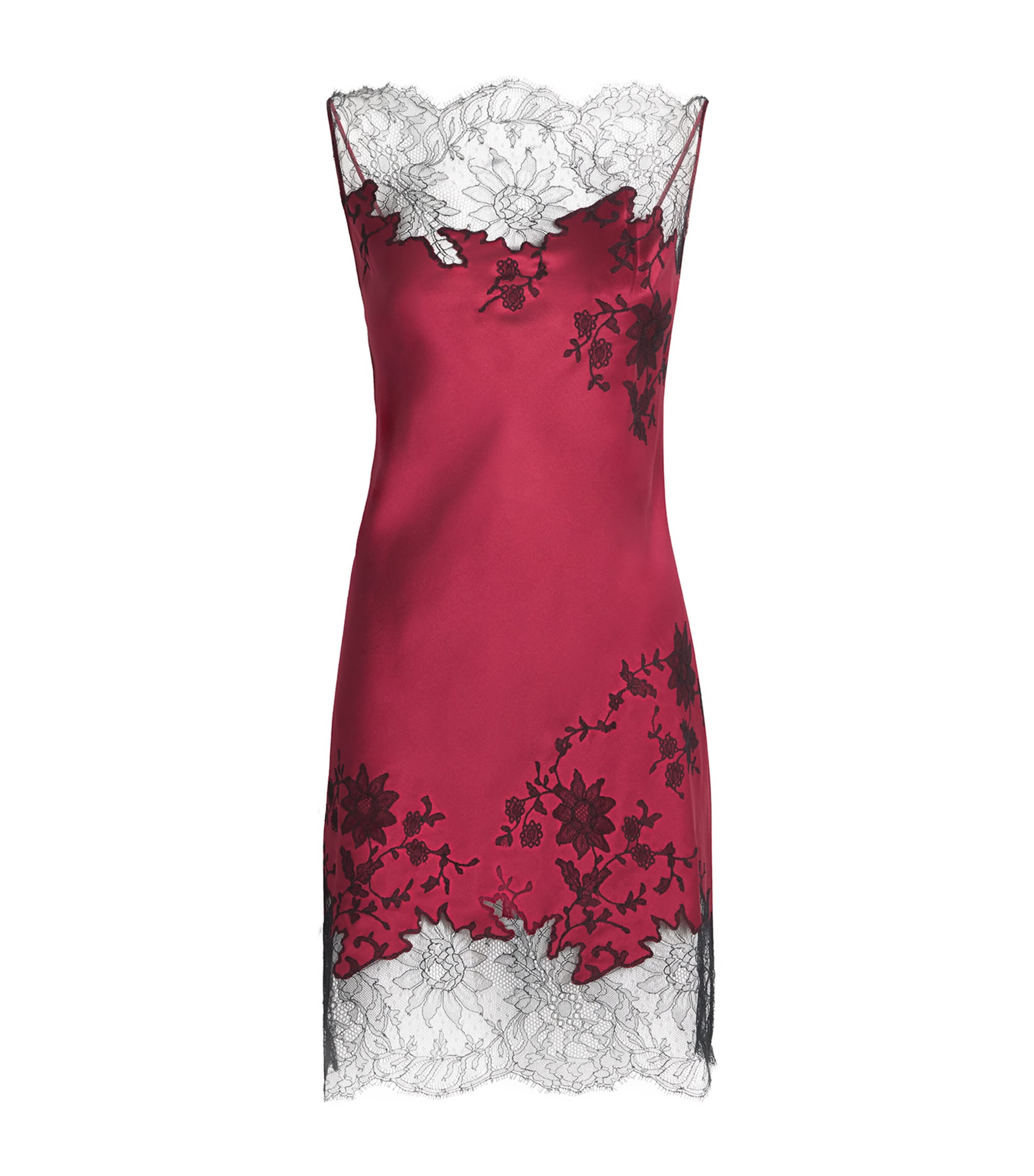 Carine Gilson Womens Silk Short Hanae Nightdress Rubis Red
