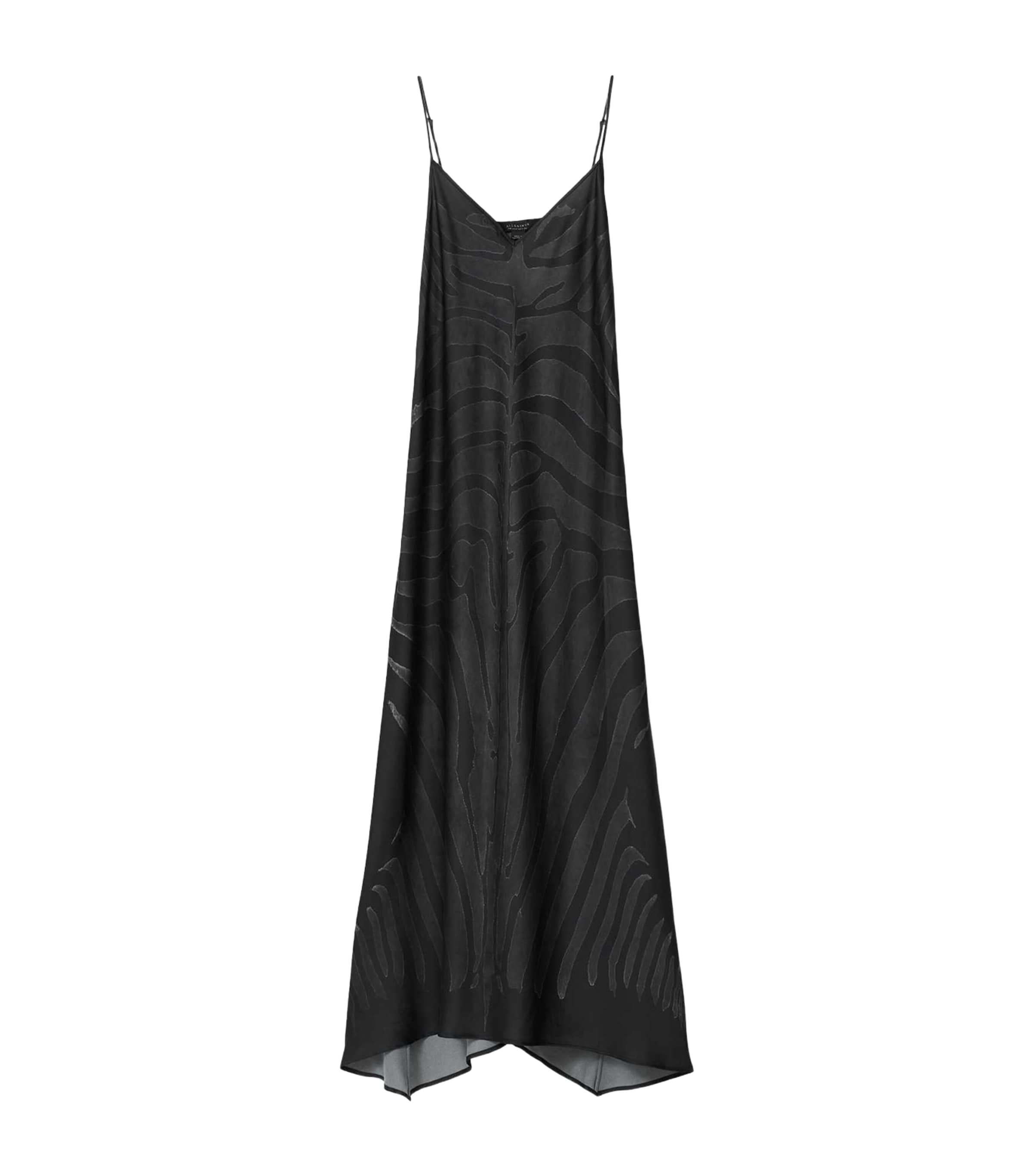 AllSaints Womens Leona V-Neck Maxi Slip Dress Zebra Black