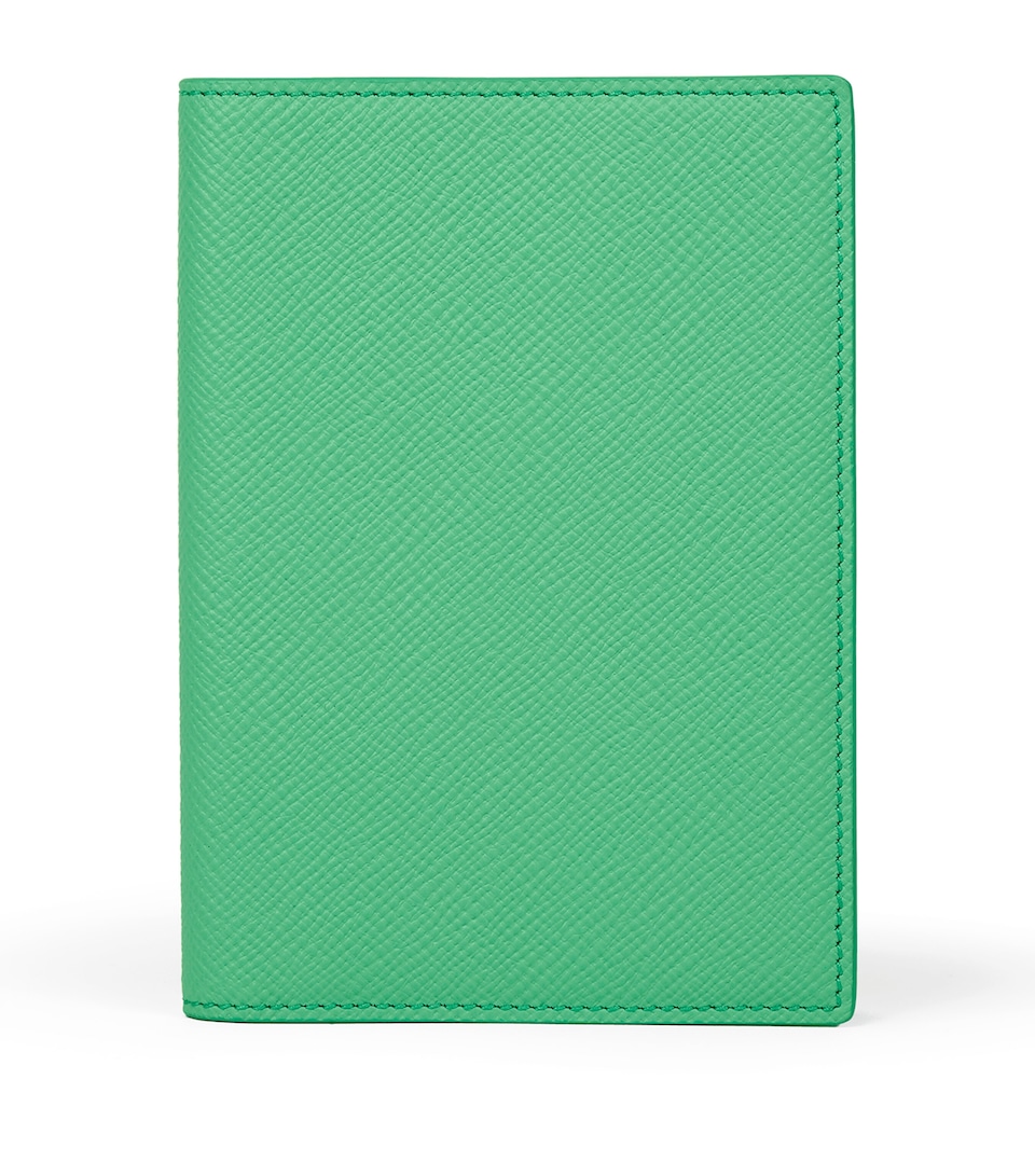 Smythson Leather Panama Passport Cover Shamrock
