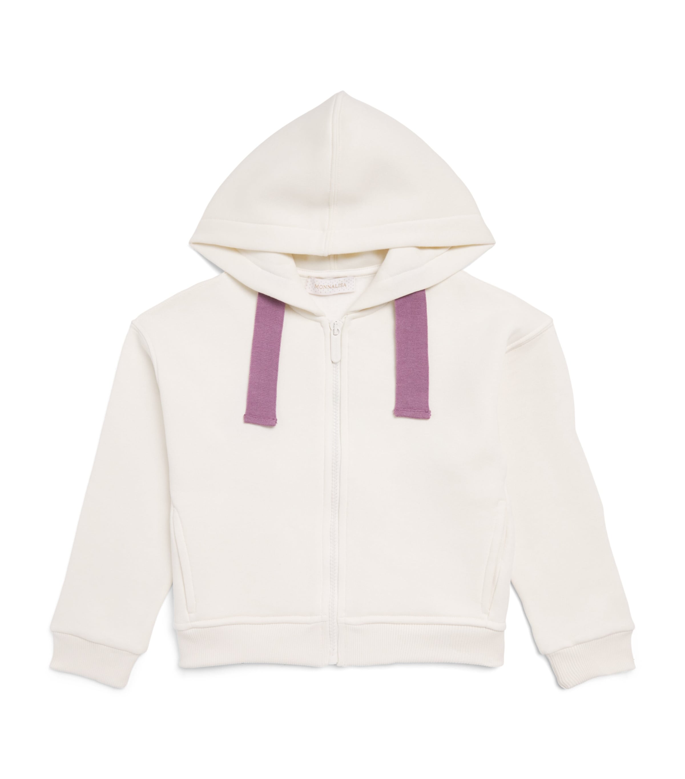 Monnalisa Winter Blossom Zip-Up Hoodie (24 Months - 12 Years) Gardenia