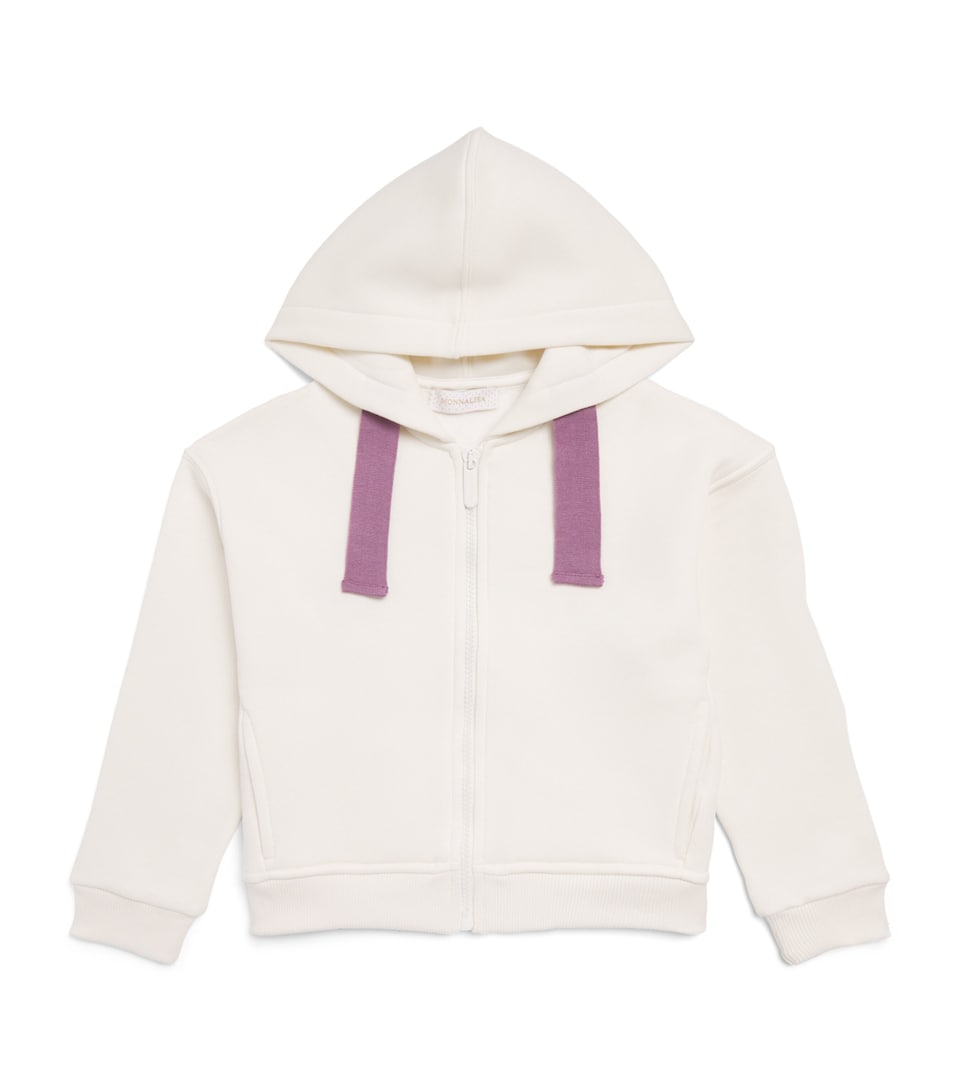 Monnalisa Winter Blossom Zip-Up Hoodie (24 Months - 12 Years) Gardenia